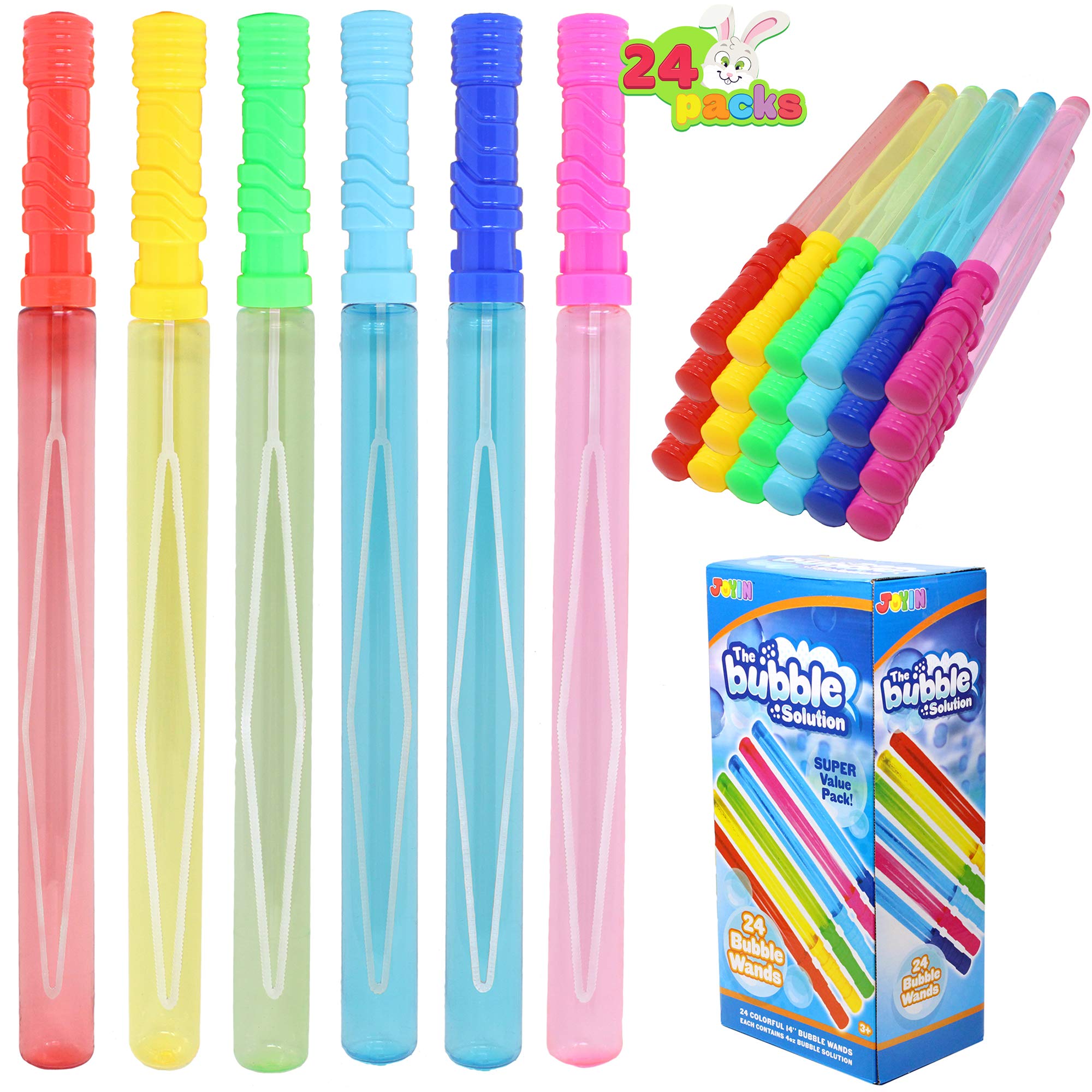 JOYIN 24 Pack 14.6 Inch Giant Bubble Wands Bulk (2 Dozen) - Summer Outdoor Toys, Kids Party Favors for Easter & Birthday - Fun Bubble Solution for Backyard, Park & Indoor Play