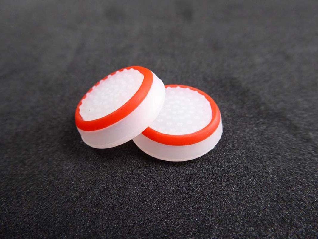 Silicone Thumb Stick Joystick Cap for Nintendo Switch Joy-Con - Analog Grip Cover (White-Red) - Improve Gaming Comfort & Control for Switch Lite/OLED