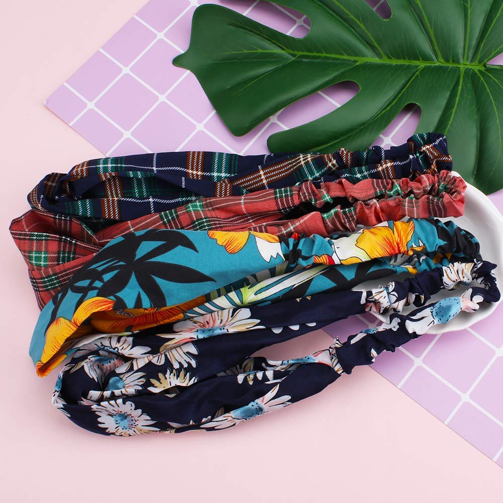 Boho Headbands for Women & Girls - 12 Pack Cross Wrap Cloth Fabric Hair Accessories | Perfect for Yoga, Workouts, and Casual Everyday Wear