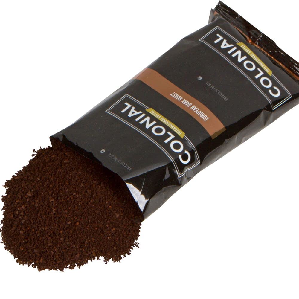 Premium Colonial Coffee Packets - 100 Pack of 2.5 oz Pre-Ground European Dark Roast Coffee Bags | Perfect for Offices, Restaurants & Home Brewing