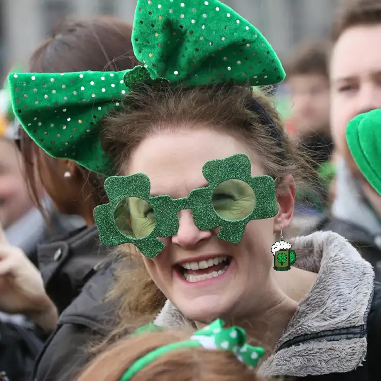 Lucky Green Shamrock Dangle Earrings for Women - St. Patrick's Day Clover Hat Drop Earrings Jewelry Gift for Girls, Perfect for Irish-Themed Parties & Festive Holiday Accessories