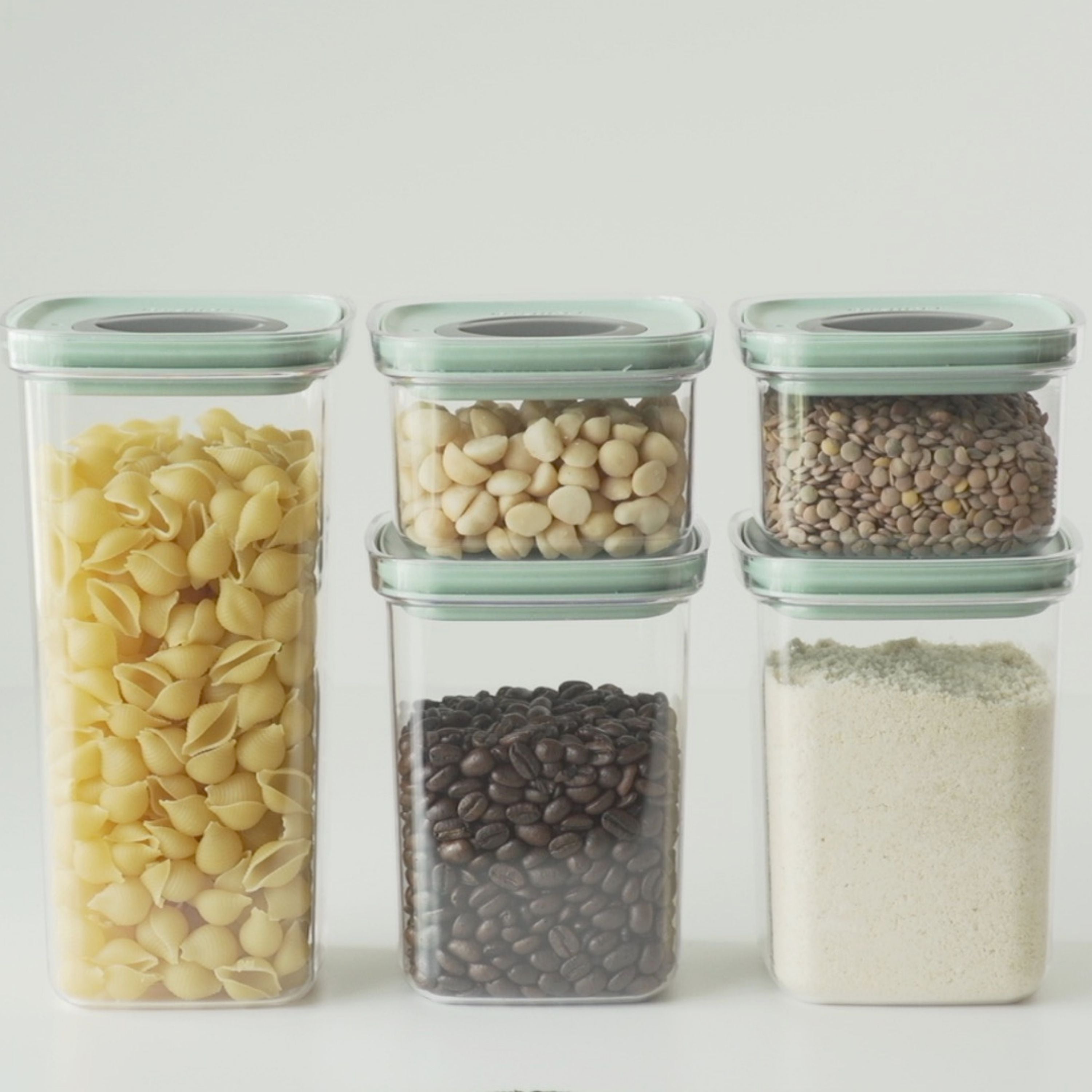 BergHOFF Leo 5-Piece Smart Seal Food Storage Container Set - Airtight, Leakproof Kitchen Organizers with Locking Lids for Dry Food, Cereal, Flour & Snacks | BPA-Free, Stackable Design for Pantry & Fridge Organization