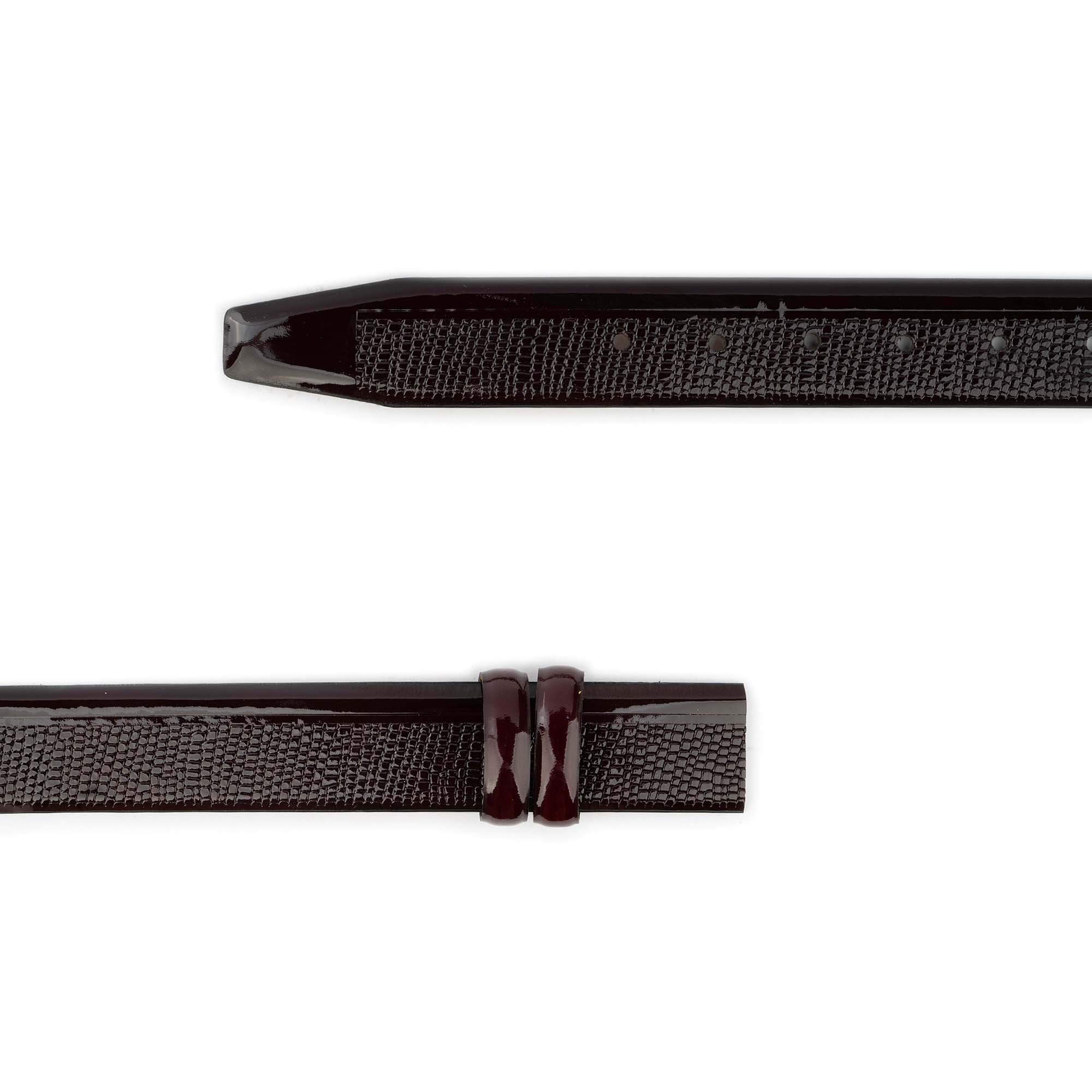 Luxury Burgundy Patent Leather Belt with Embossed Snake Design - Compatible with Cartier Buckles - Premium Quality for Formal & Casual Wear