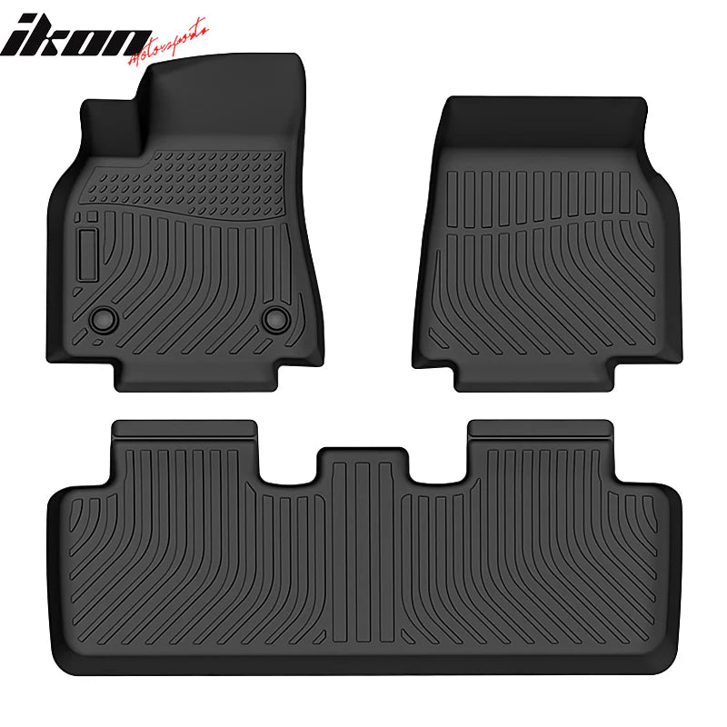 IKON 3D Molded All-Weather Floor Mats for Tesla Model Y 2020-2024 - TPE Thermo Plastic Elastomer Protection Pad - Perfect for Daily Commute, Road Trips & Winter Driving