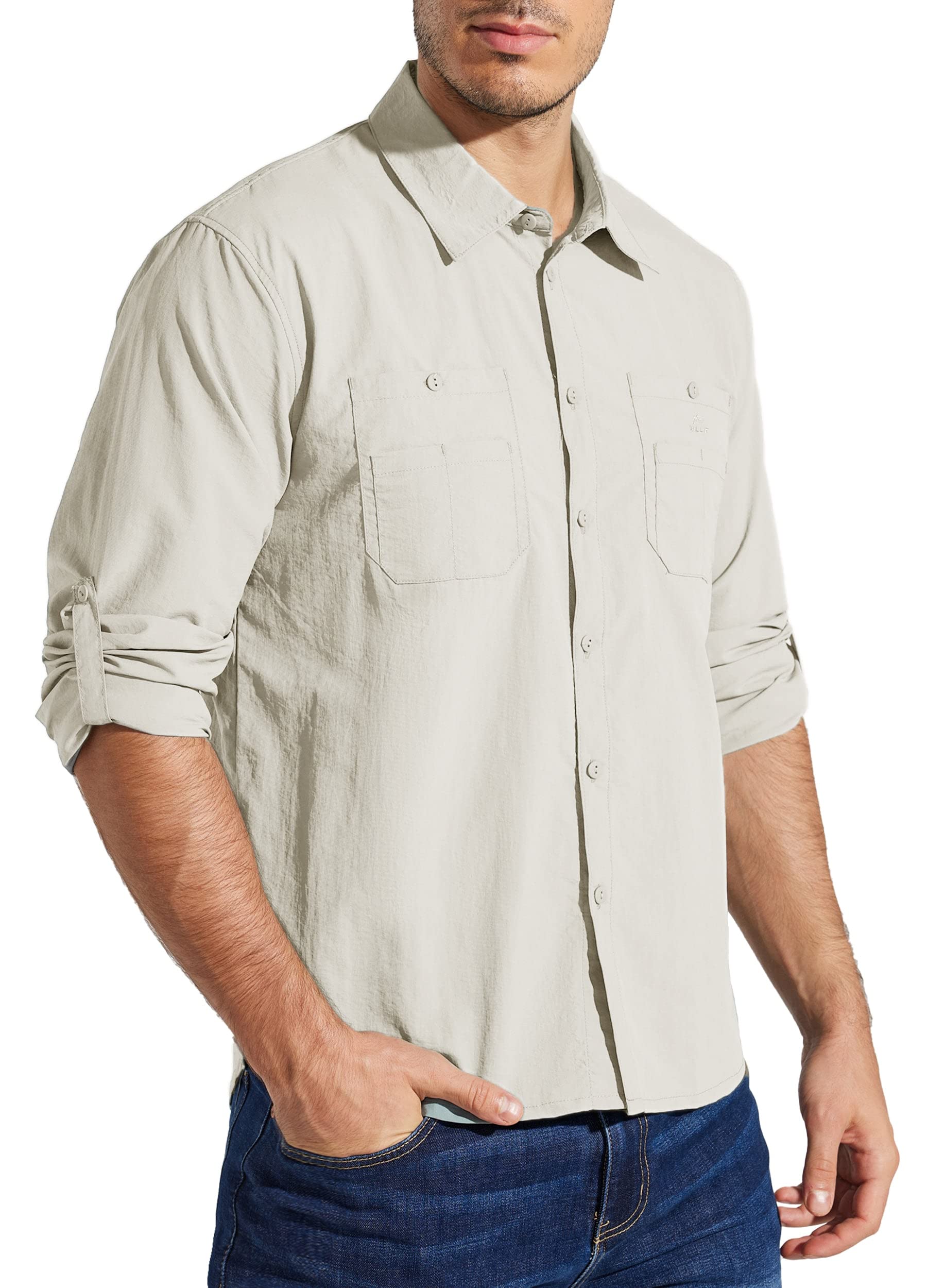 Willit Men's Long Sleeve Fishing Shirt - UPF 50+ UV Protection, Quick Dry & Cooling Sun Shirt for Hiking, Fishing & Outdoor Activities