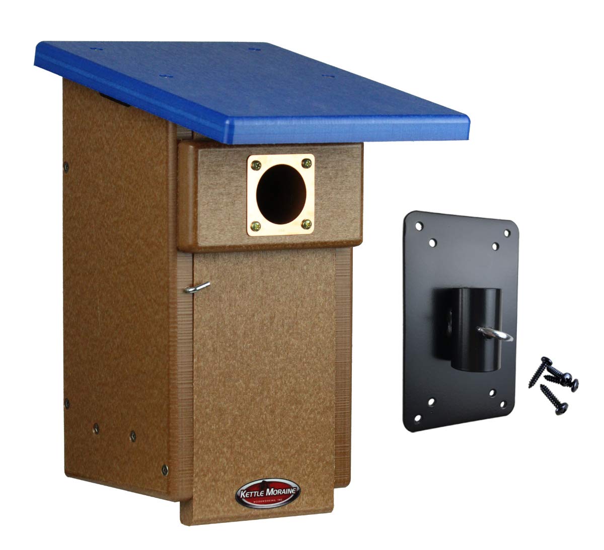 Eco-Friendly Recycled Nest Box for Eastern Bluebird - Includes Mounting Plate (Blue/Chocolate) | Perfect for Backyard Birdwatching & Wildlife Conservation