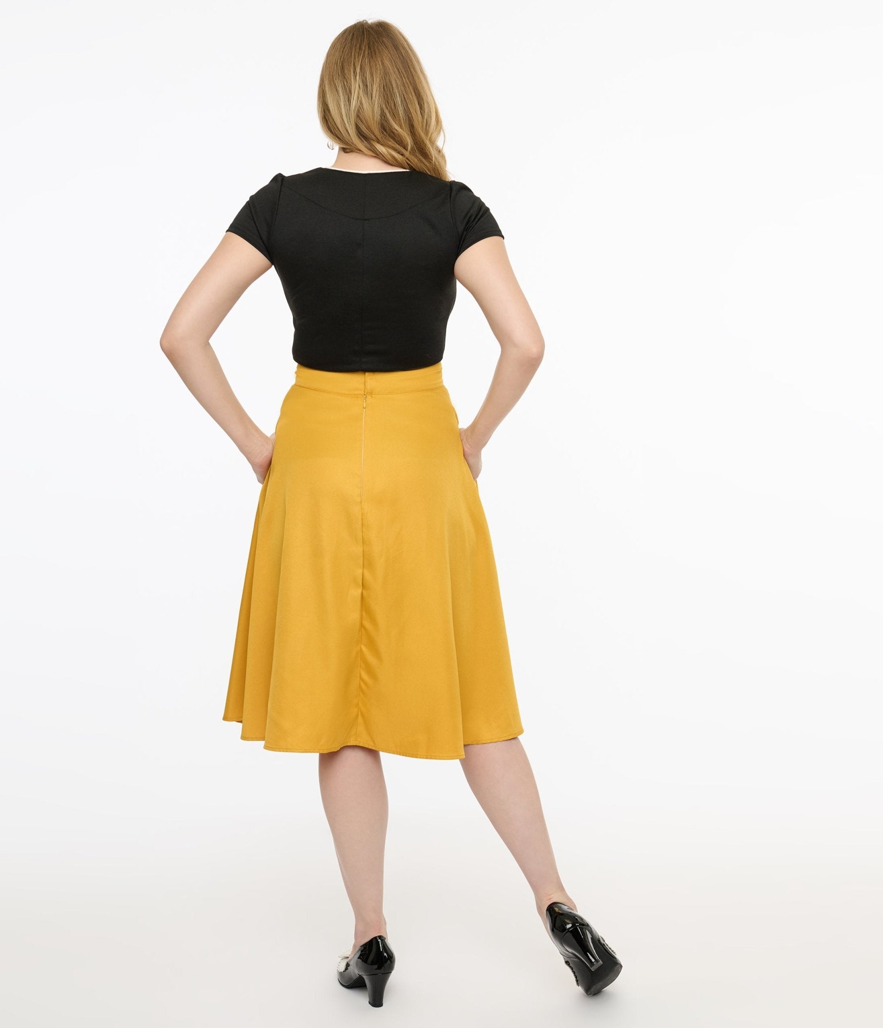 Vintage 1950s Yellow High Waist Swing Skirt - Retro A-Line Flared Skirt for Women - Perfect for Swing Dancing, Cocktail Parties & 1950s Themed Events