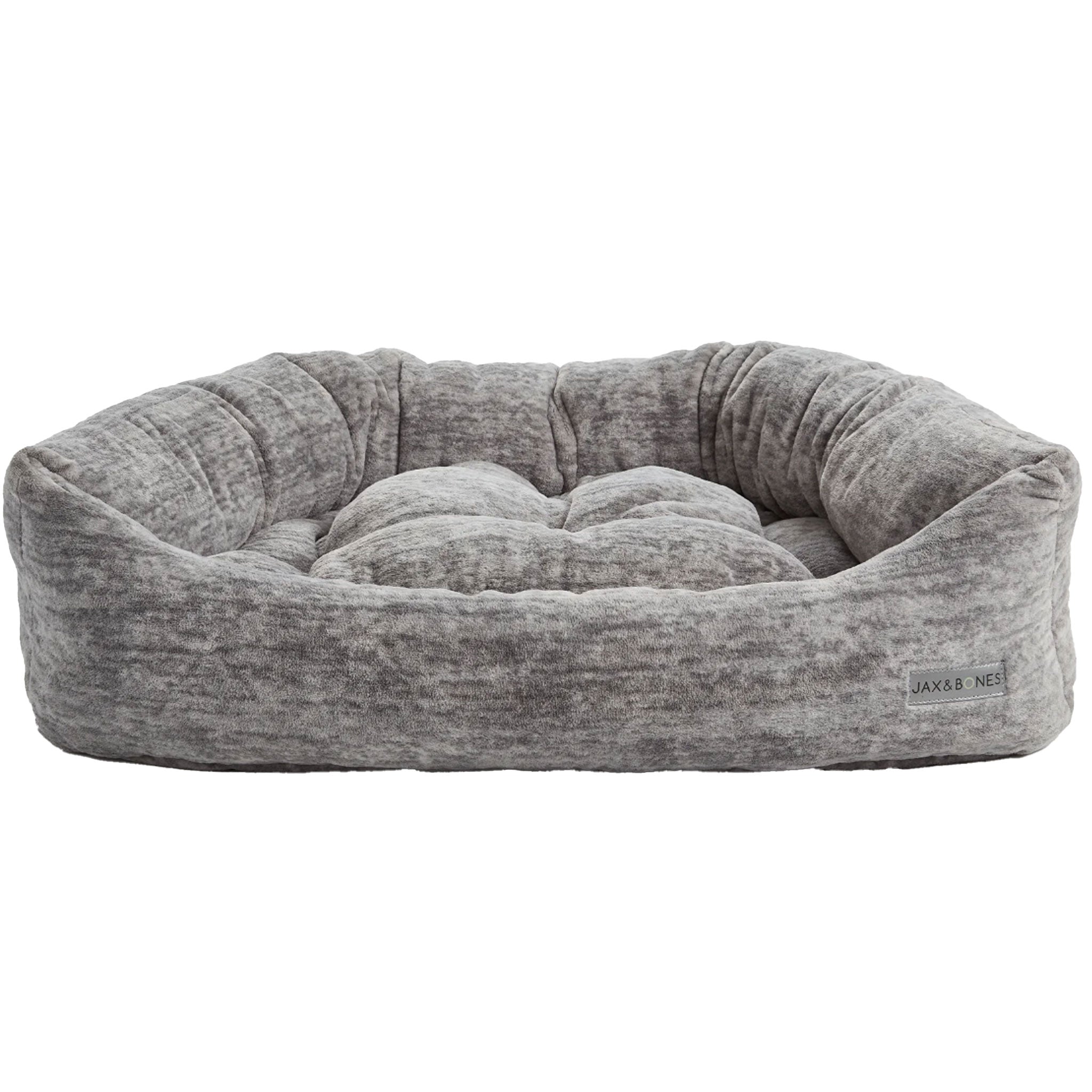 Jax & Bones Napper Bed - Soft Silky Grey Fur Dog Bed for Small to Medium Dogs | Cozy Pet Crate Mat for Puppies, Cats & Pets | Perfect for Bedroom, Living Room & Travel Use