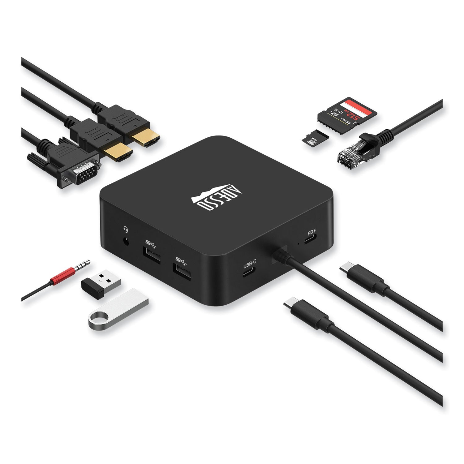 Adesso 11-in-1 USB C Docking Station with HDMI, Ethernet, USB Ports - TAA Compliant Multi-Port Hub for Laptop & MacBook - Perfect for Home Office, Remote Work & Business Travel (Black)