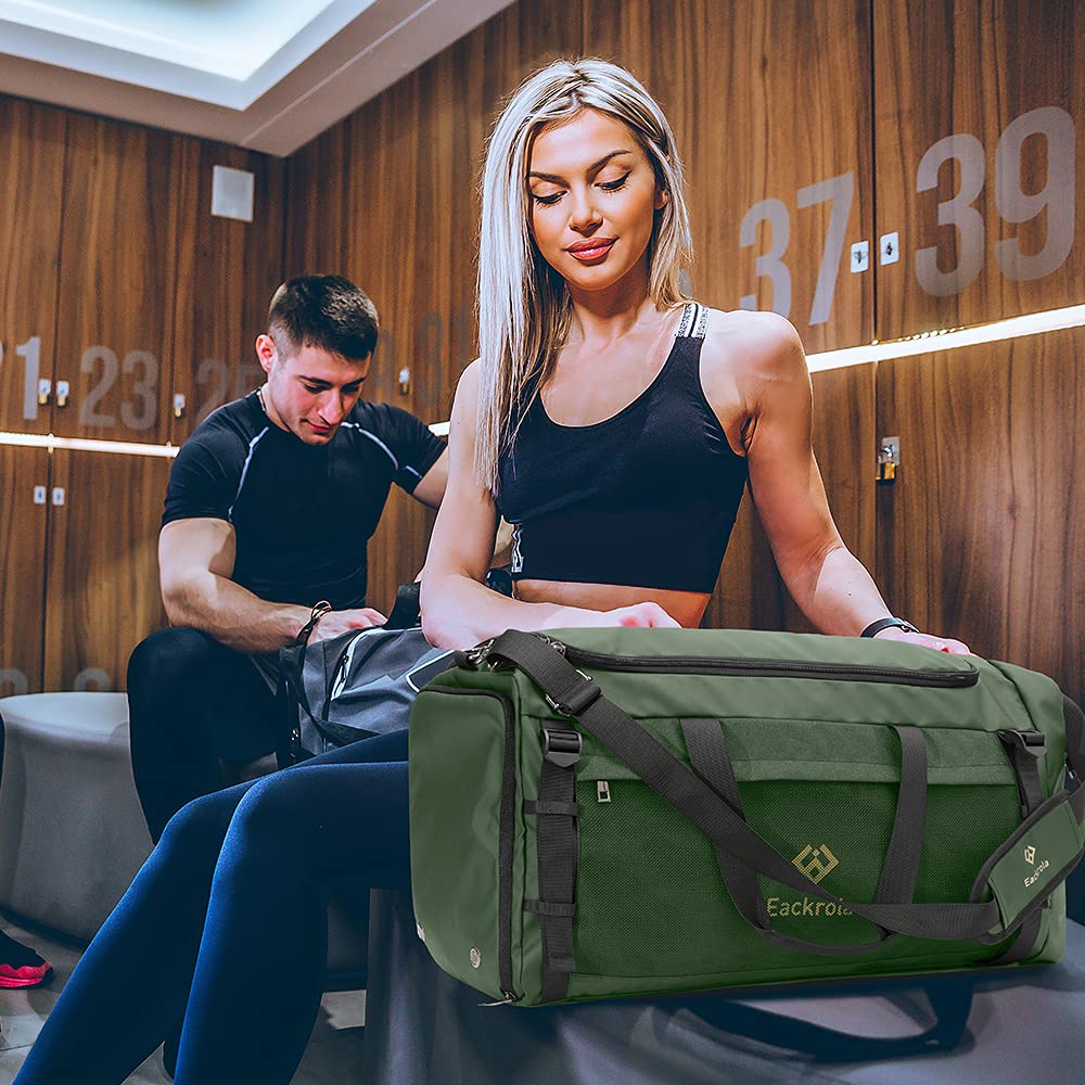 Eackrola 65L Large Sports Gym Bag for Men & Women - Lightweight Travel Duffel Bag with Wet Pocket & Shoe Compartment - Perfect for Gym, Travel, Sports & Weekend Getaways