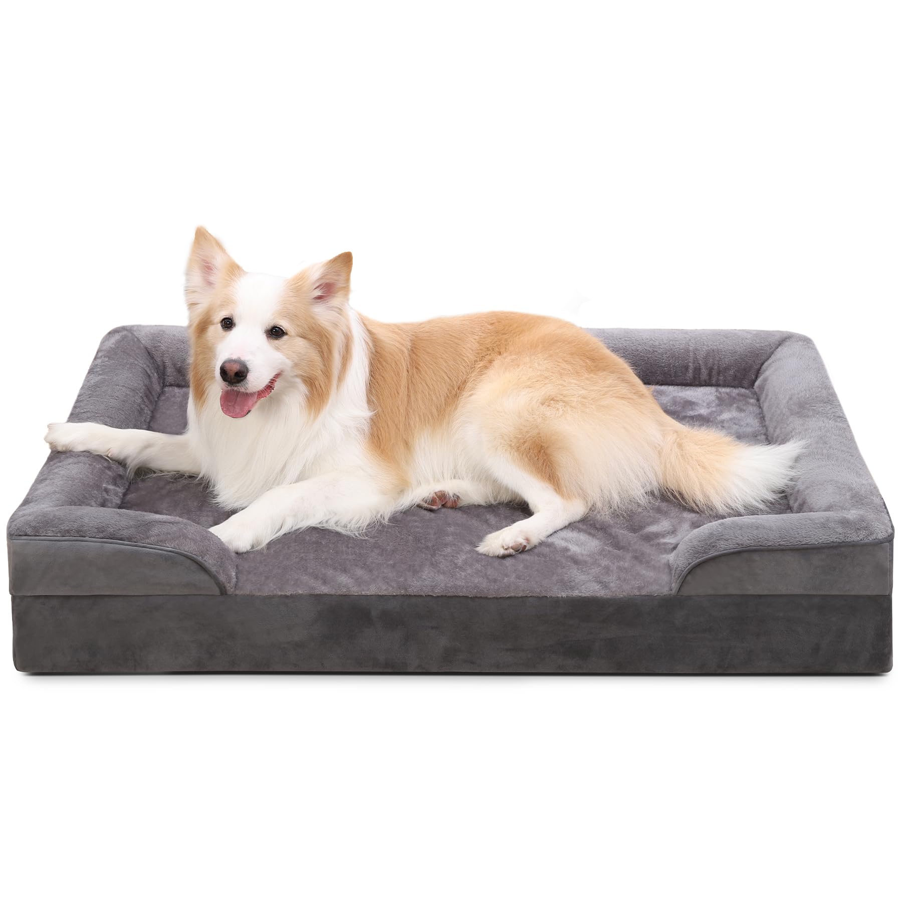 **Orthopedic Dog Bed for Large Dogs - Waterproof XL Dog Bed with Supportive Sides & Non-Slip Bottom - Washable Removable Cover - Gray (53x36 Inches) - Perfect for Senior Dogs, Arthritic Pets & Comfortable Lounging**