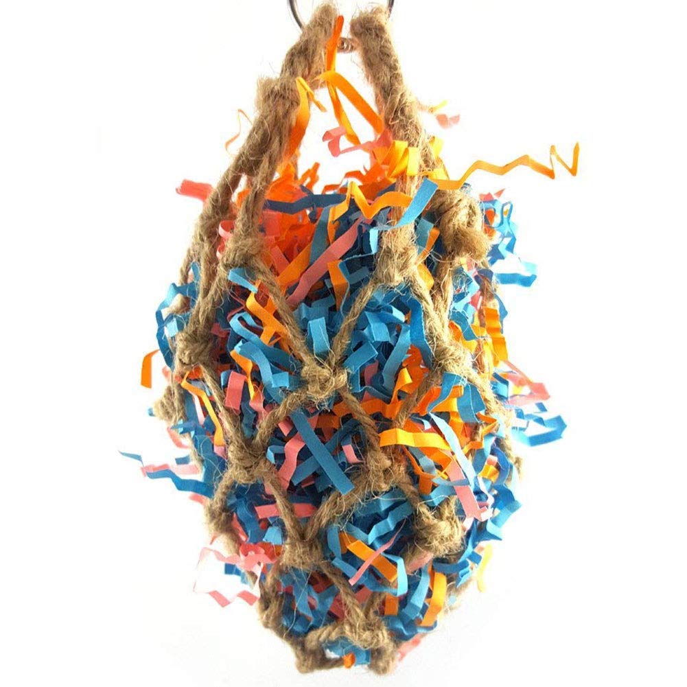 Durable Chewing Mesh Bag Toy for Birds & Parrots - Interactive Foraging & Enrichment Activity for Small Pets