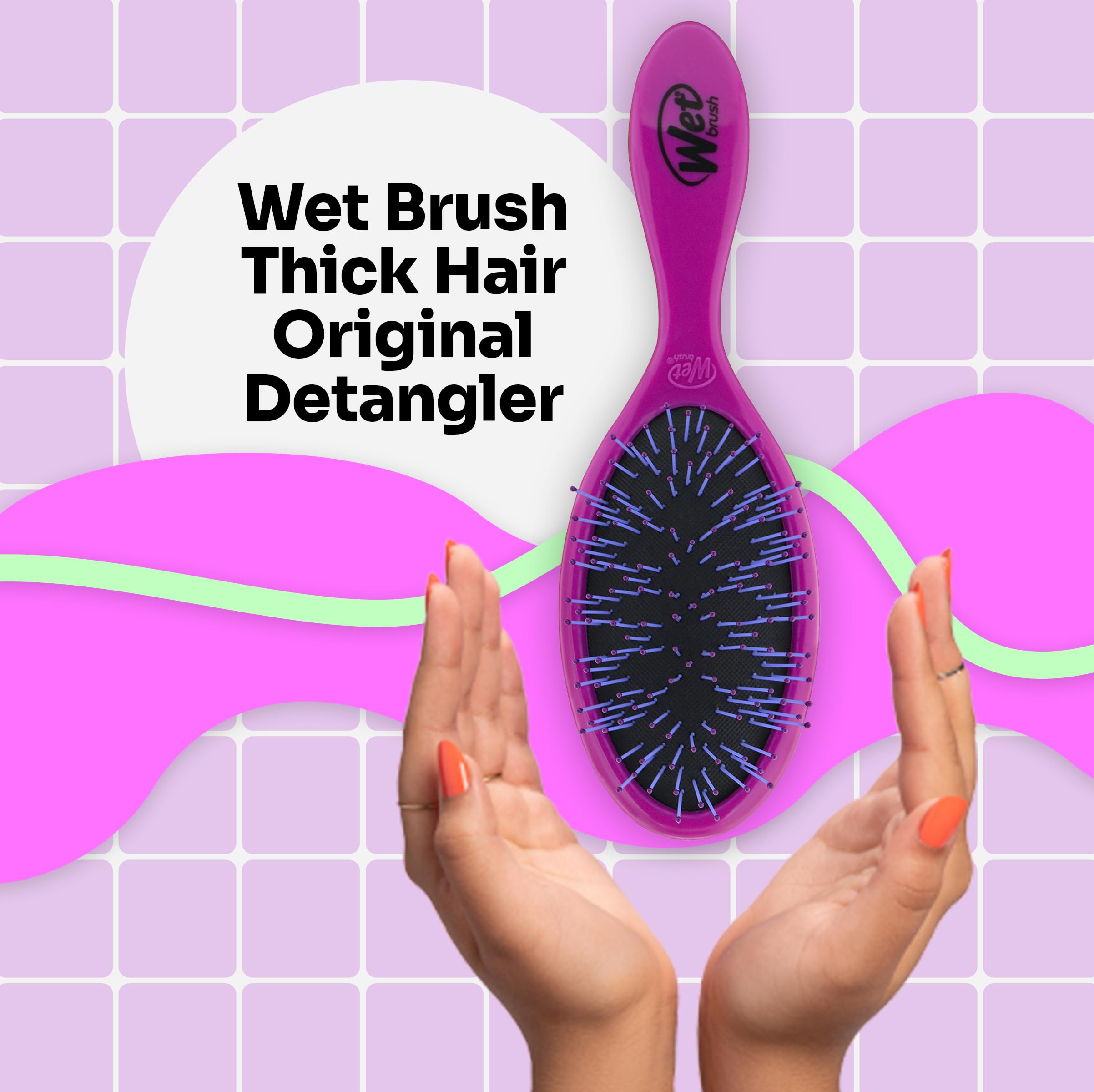 Wet Brush Original Detangling Hair Brush Purple - Gentle Flexible Bristles for Curly, Straight, Thick & Wavy Hair - Tangle-Free Styling Brush for Women & Men - Perfect for Daily Hair Care, Salon Styling & Travel