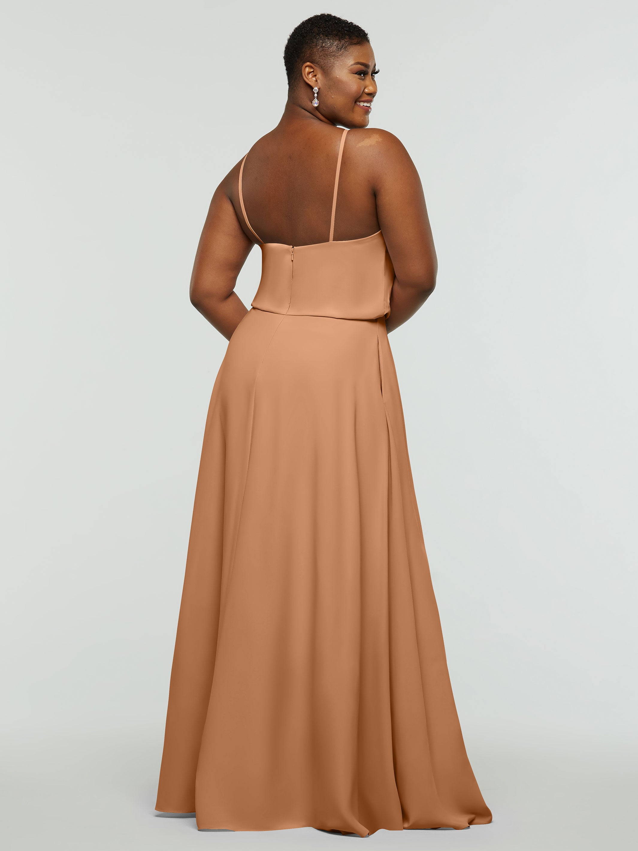 Elegant 83015 Stretch Chiffon A-Line Bridesmaid Dress with Halter Neckline - Perfect for Weddings, Formal Events & Special Occasions