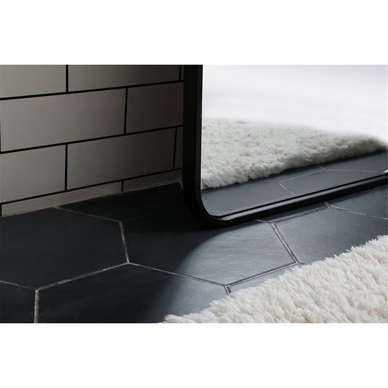 Black 18x60 Soft Corner Rectangular Mirror - Elegant Decor for Living Room