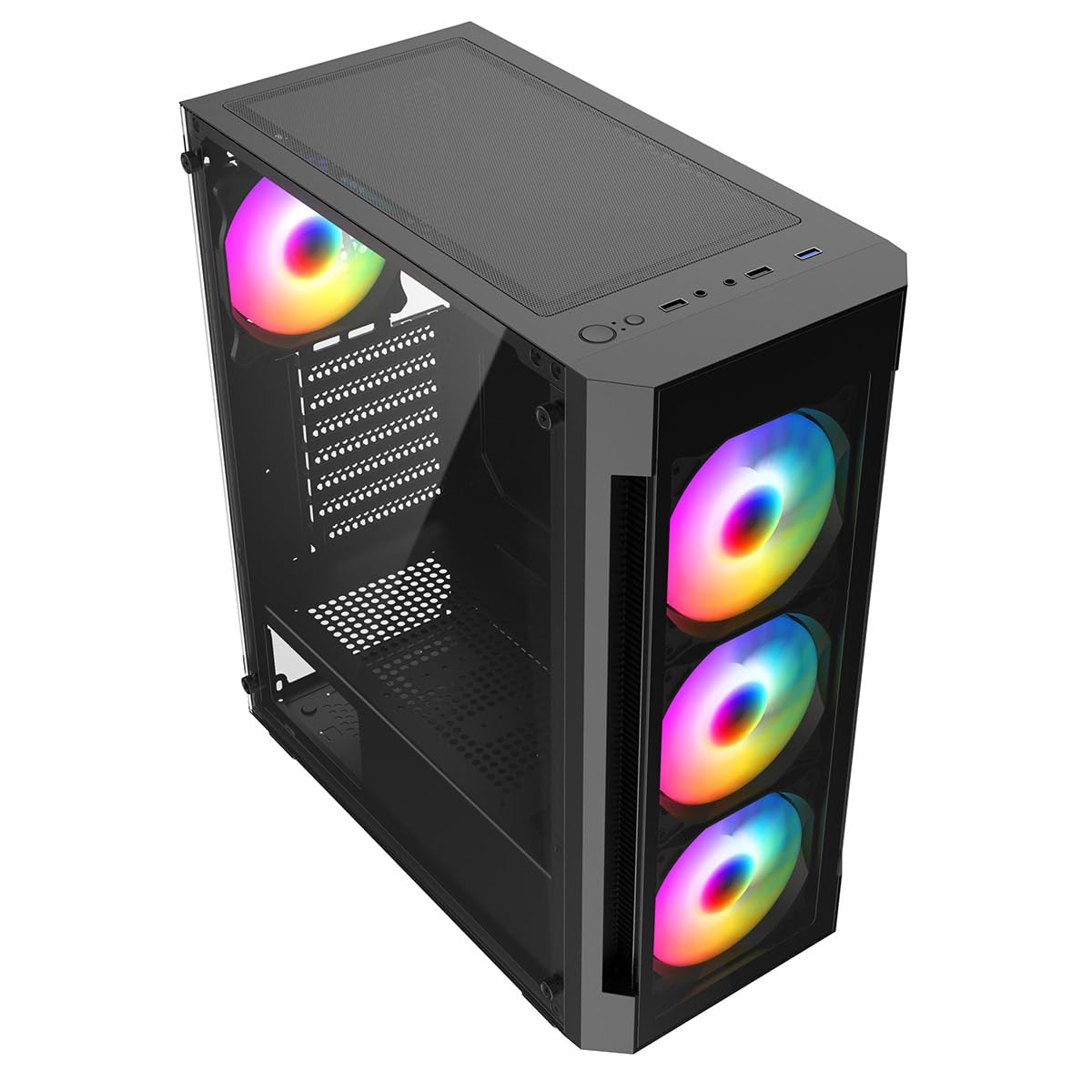 iONZ Gaming PC Computer Mini Tower Case - M/ATX Tempered Glass Mid Tower with 4 ARGB Fans | High Performance Gaming PC Case for Streamers & Esports | Perfect for Home Gaming Setup & LAN Parties