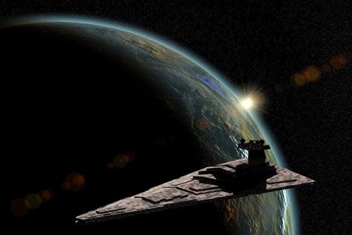 Star Wars Outer Space Art - Premium Stars & Planets Silk Poster Print with Star Destroyer - Movie Film TV Wall Decor for Home, Office & Theater Display