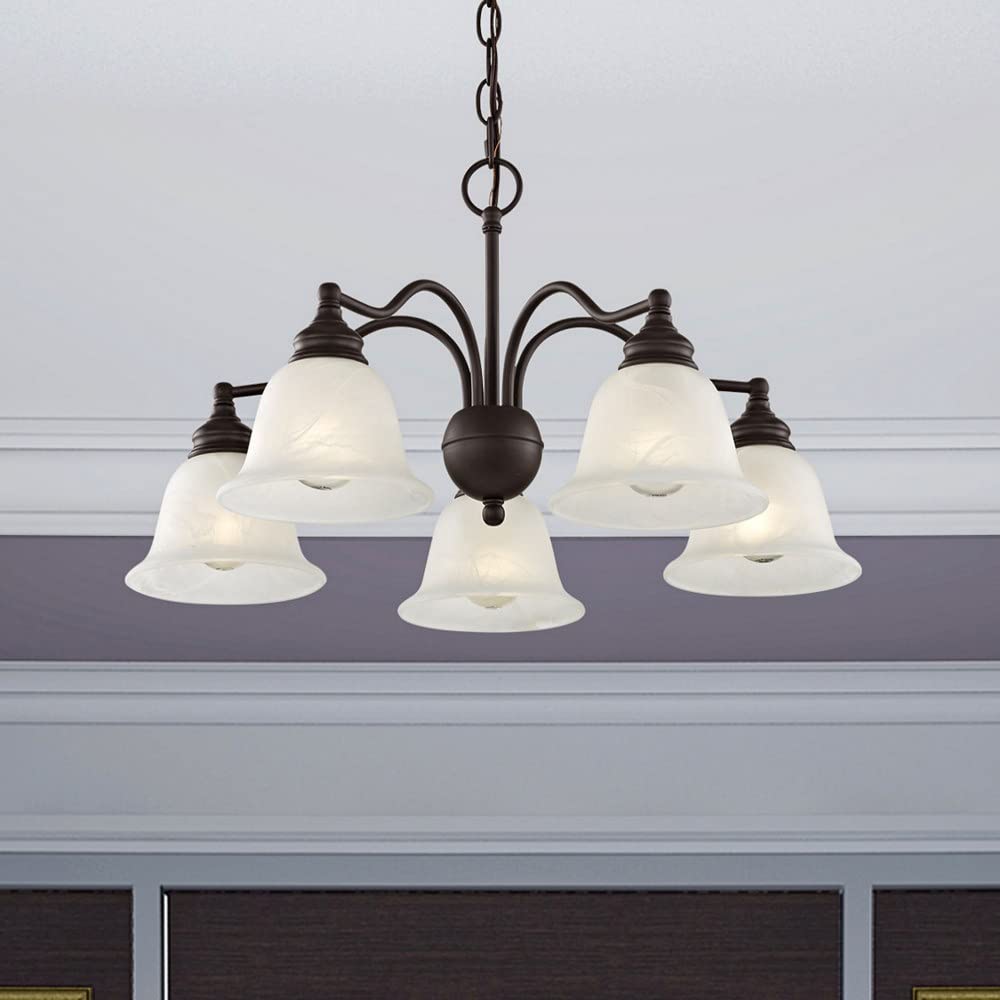 Livex Lighting 1346-91 Essex 5-Light Convertible Chandelier/Ceiling Fixture in Brushed Nickel - Perfect for Dining Room, Bedroom or Entryway Lighting