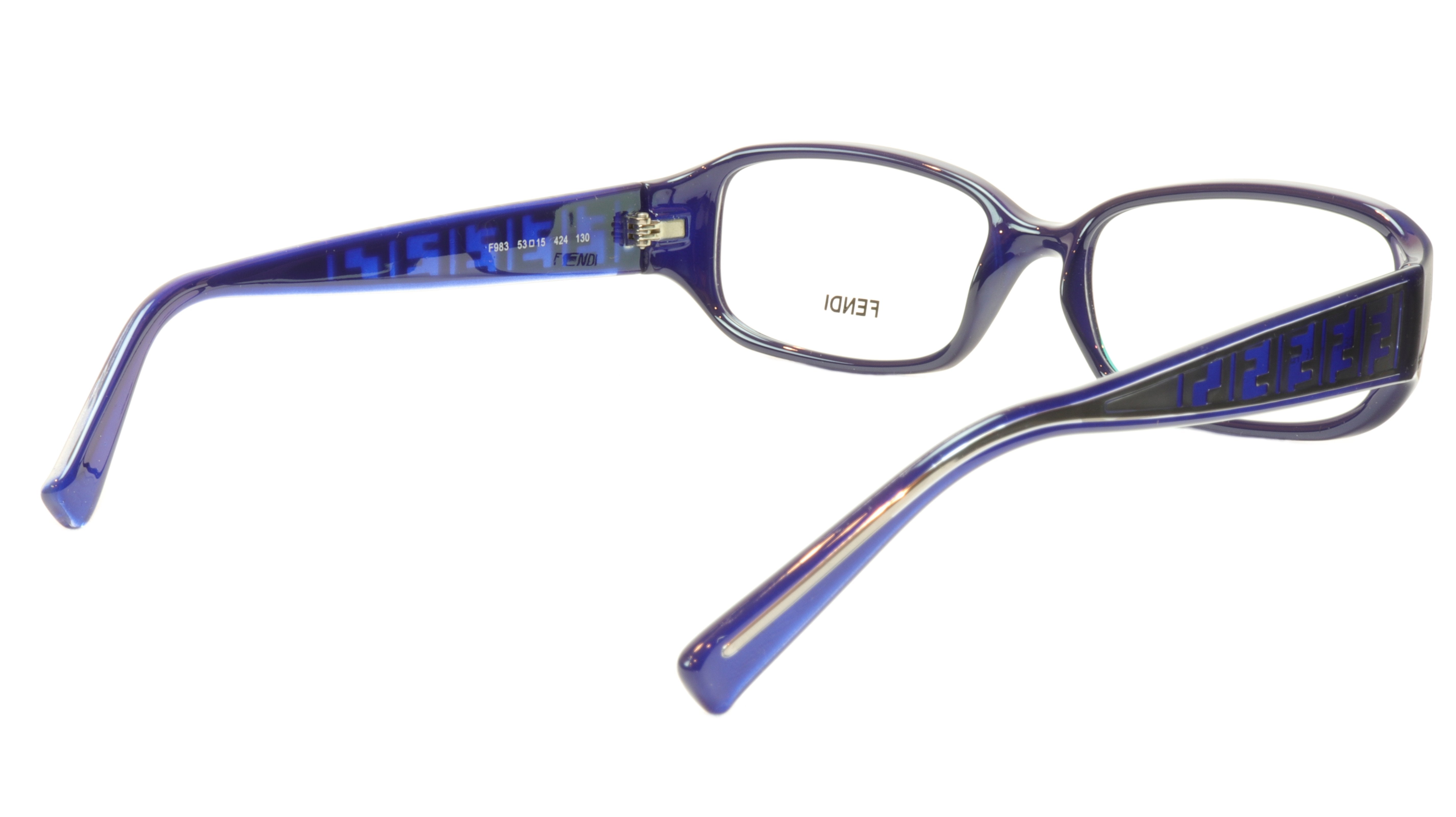 FENDI Women's Acetate Eyeglasses Frame F983 (424) - Blue, Made in Italy, Size 53-15-130 - Perfect for Work, Reading & Fashion Accessories
