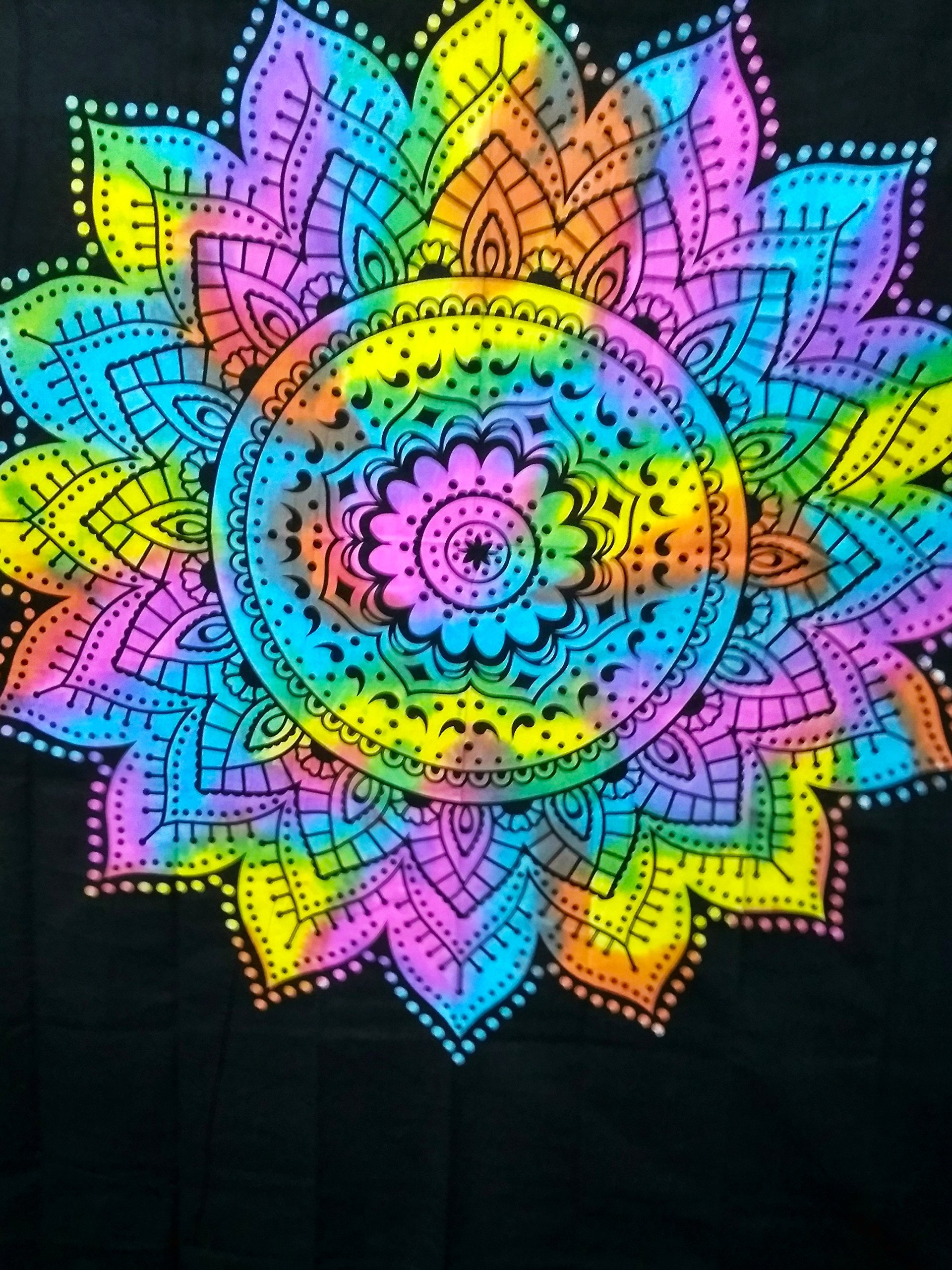 Handmade Indian Mandala Tapestry - Traditional Cotton Round Table Cover for Dining Table, Center Table Decor - Boho Home Decor, Meditation Room Accent