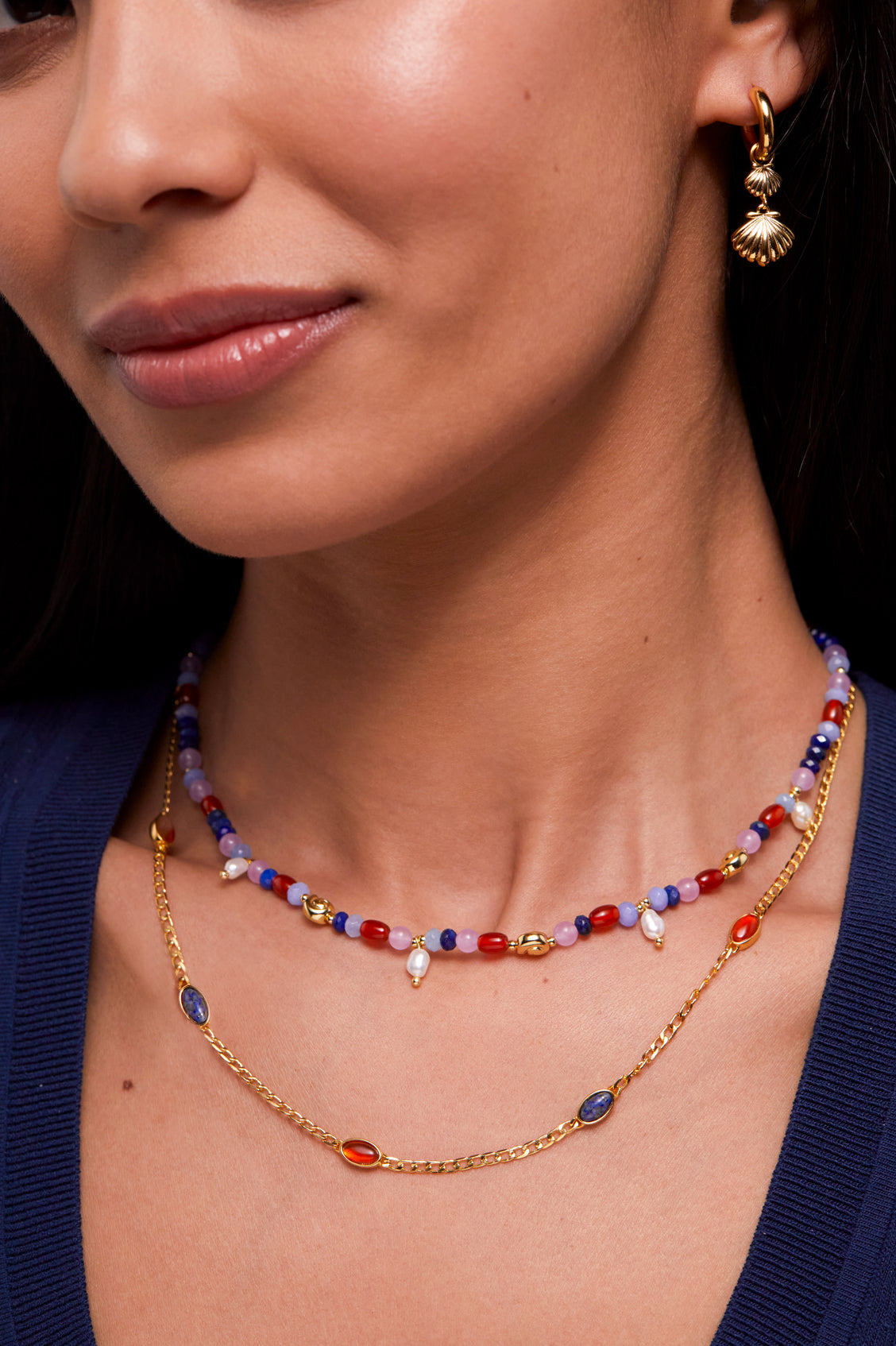 Gemstone Chain Necklace for Women - Elegant Beaded Jewelry with Natural Stones - Perfect for Parties, Weddings & Everyday Wear