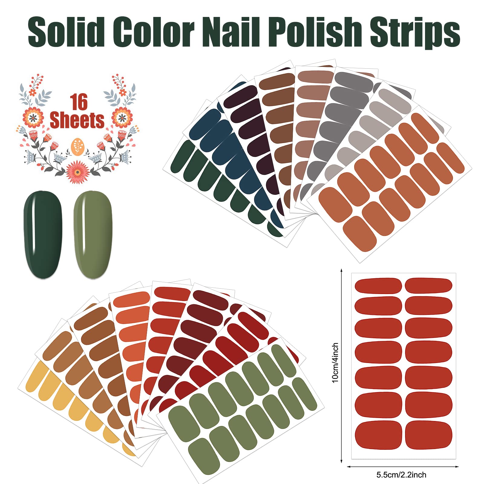 JERCLITY 224-Piece Nail Polish Strips Kit - 16 Self-Adhesive Nail Wraps with Nail File for Women & Girls | DIY Manicure at Home, Salon-Quality Nail Art Designs for Parties, Weddings & Everyday Wear