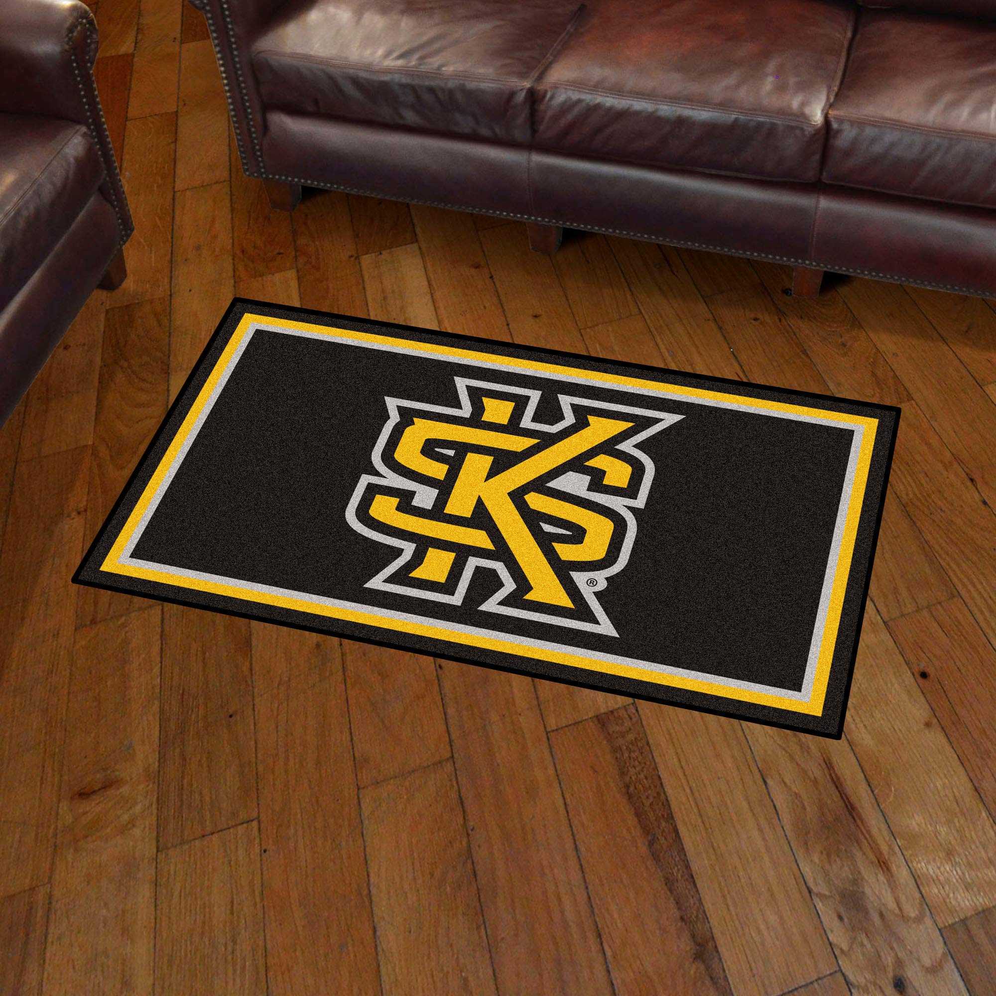 FANMATS 19745 NCAA Kennesaw State Owls 3ft x 5ft Plush Area Rug - College Team Logo Soft Carpet for Sports Fans, Dorm Room Decor, Game Day Tailgating & Home Floor Mat | Perfect for Bedroom, Living Room, Man Cave and Football Parties