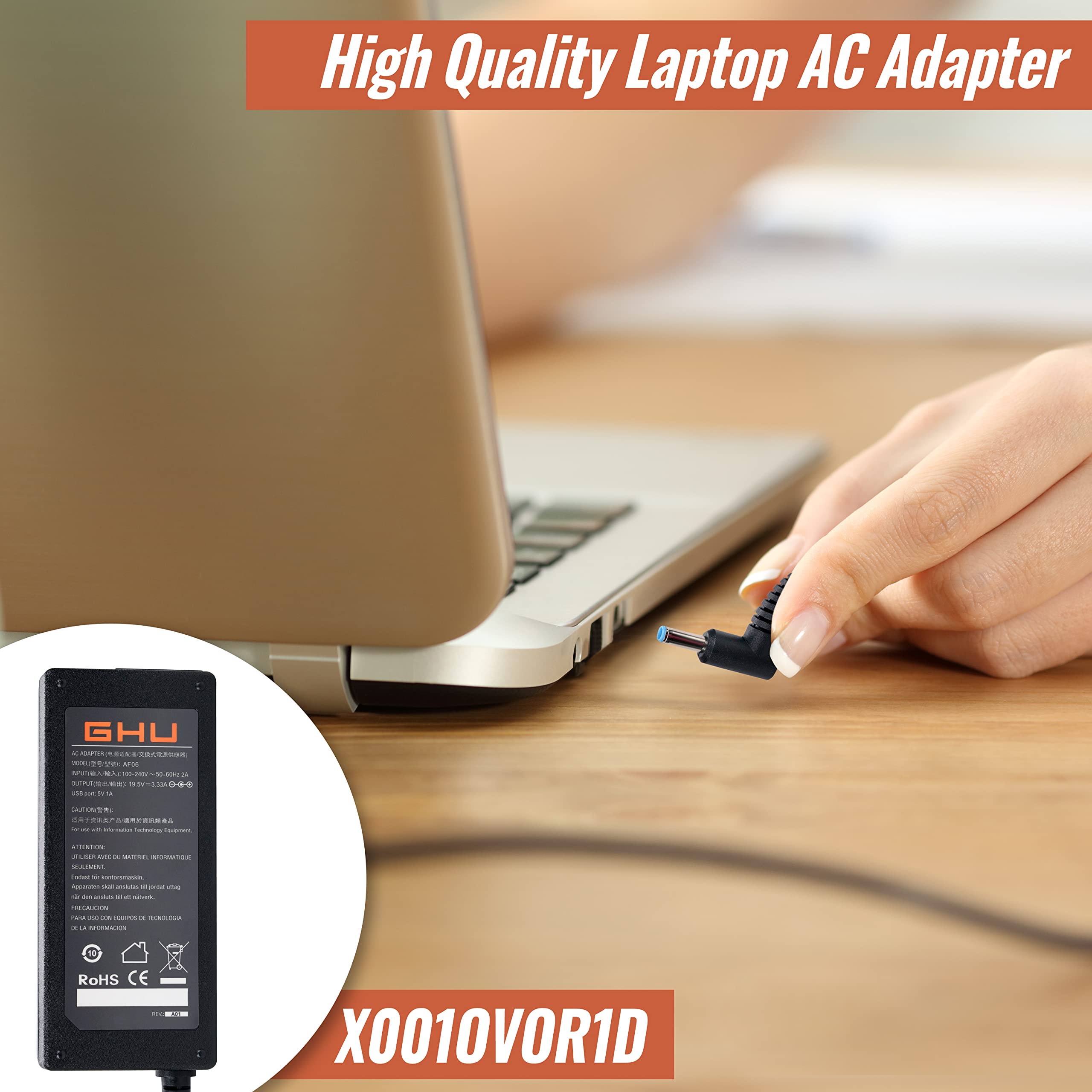 65W x360 Laptop Charger for HP Spectre x360, Pavilion x360, Chromebook x360 - UL Certified (Compatible with HP 45W & 741727-001 Models) - Perfect for Home, Office & Travel Charging