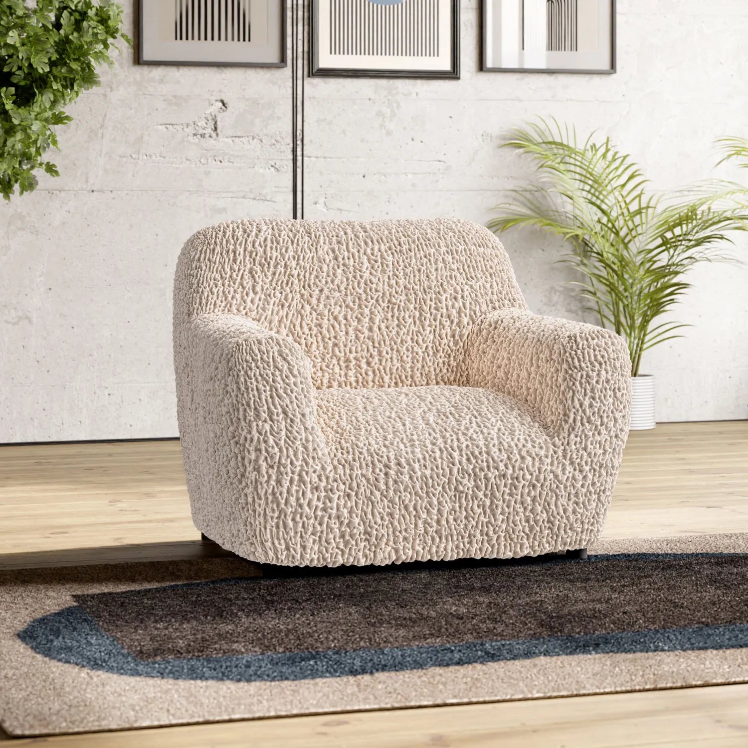 Goffrato Velvet Armchair Slipcover - Soft Stretch Furniture Protector for Living Room, Bedroom & Office - Easy Washable Chair Cover for Home Decor