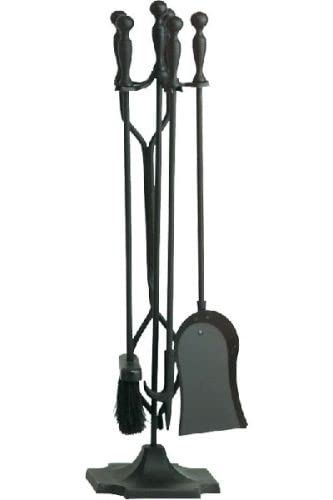 Premium 5-Piece Black Fireplace Tool Set - 30.5 Inch Fire Poker, Shovel, Brush, Stand - Perfect for Indoor & Outdoor Fire Pits, Fireplaces, Camping, and Wood Stoves