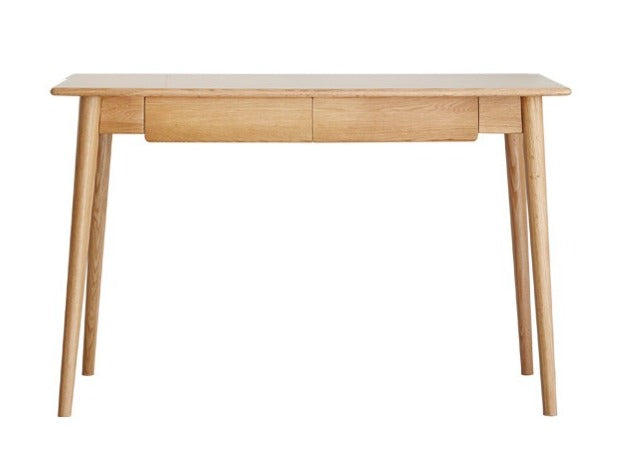 Solid Oak Wood Office Desk with Spindle-Shaped Slanted Legs - Modern Home Office Furniture for Work & Study