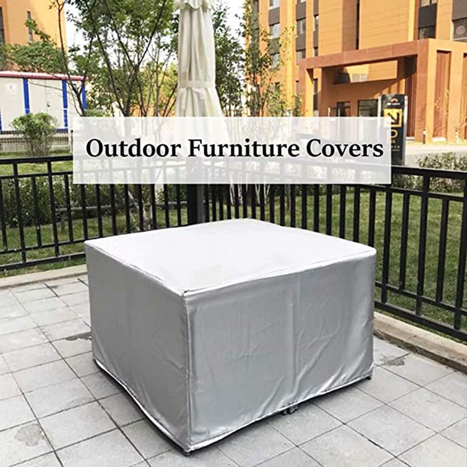 Waterproof Garden Furniture Covers 84x52x29in - Heavy Duty Patio Furniture Protection for Outdoor Rectangle Table & Chair Sets - UV Resistant & Snowproof 420D Oxford Cloth - Perfect for Backyard, Deck & Poolside Use