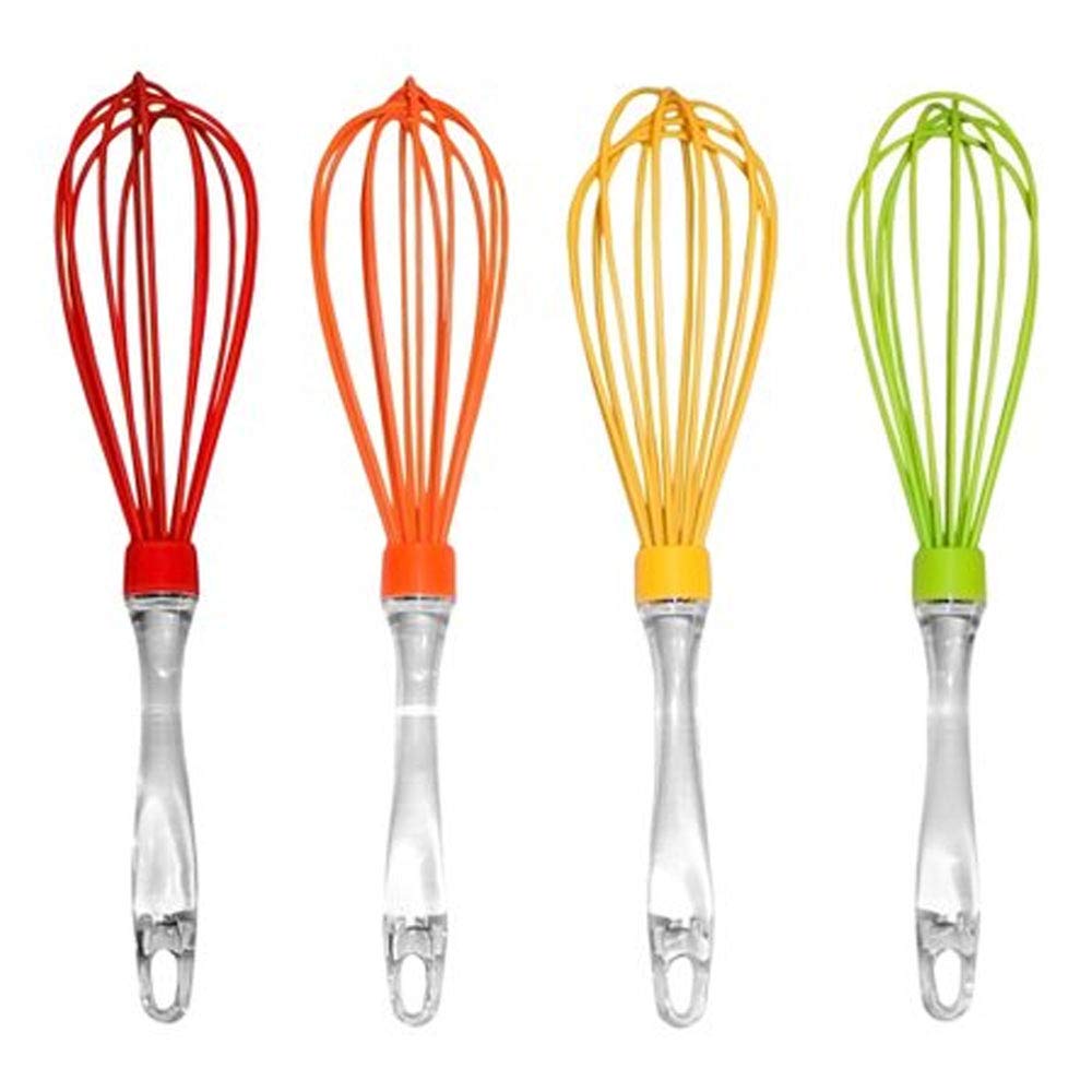 4-Pack Silicone Coated Whisks - Non-Scratch Egg Beater & Blender for Baking, Cooking, Mixing - Perfect for Kitchen, Restaurant, and Home Use