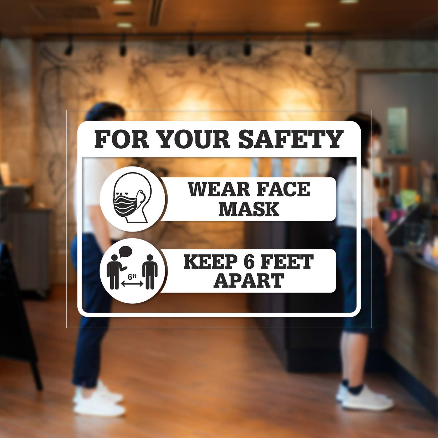 SmartSign 'For Your Safety - Wear Face Mask, Keep 6 Feet Apart' Window Decal | 5