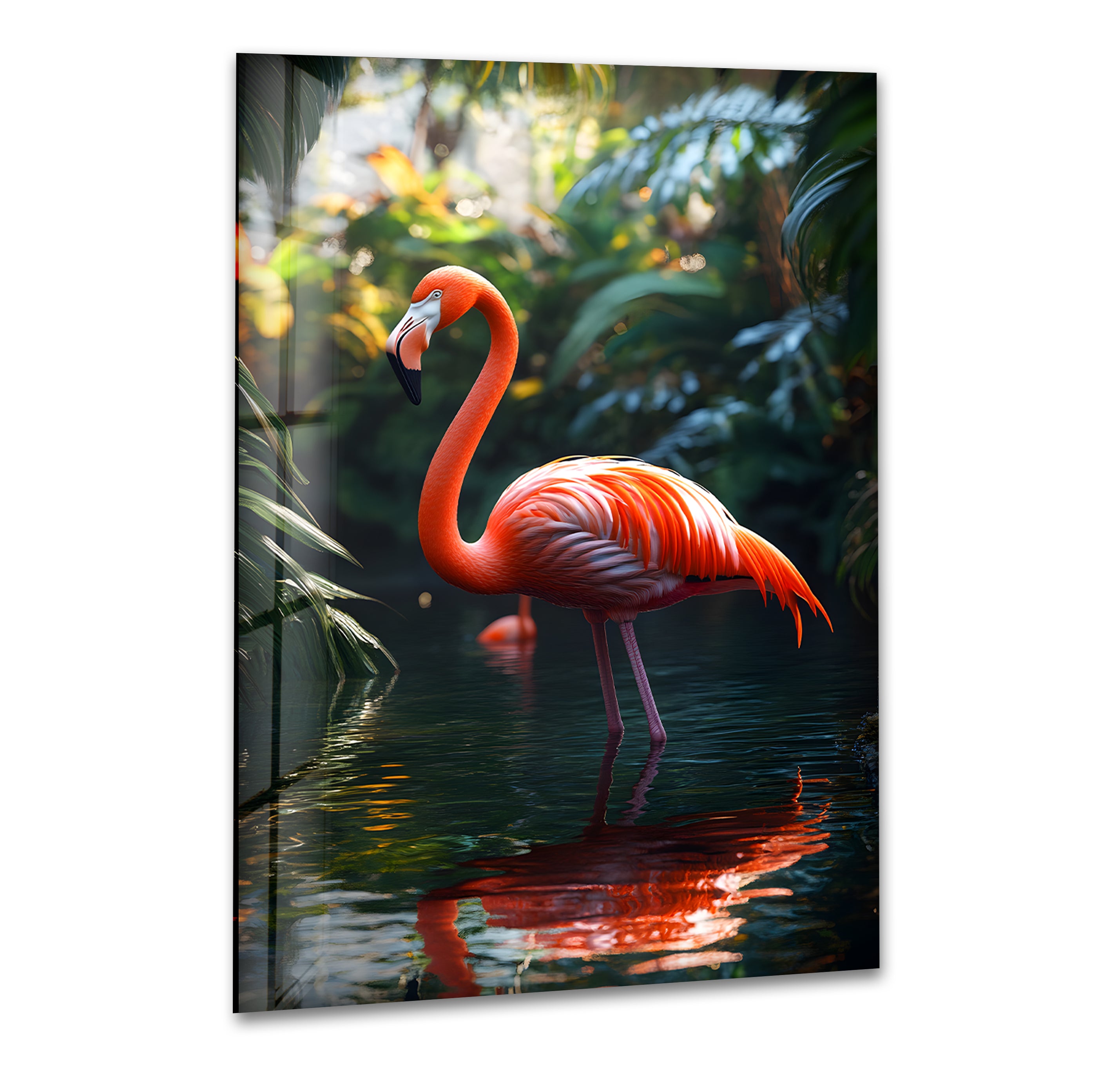 Stunning Flamingo Glass Wall Art Decor - Handmade Tropical Flamingo Decor for Living Room, Bedroom & Office - Perfect for Beach House & Coastal Home Decor