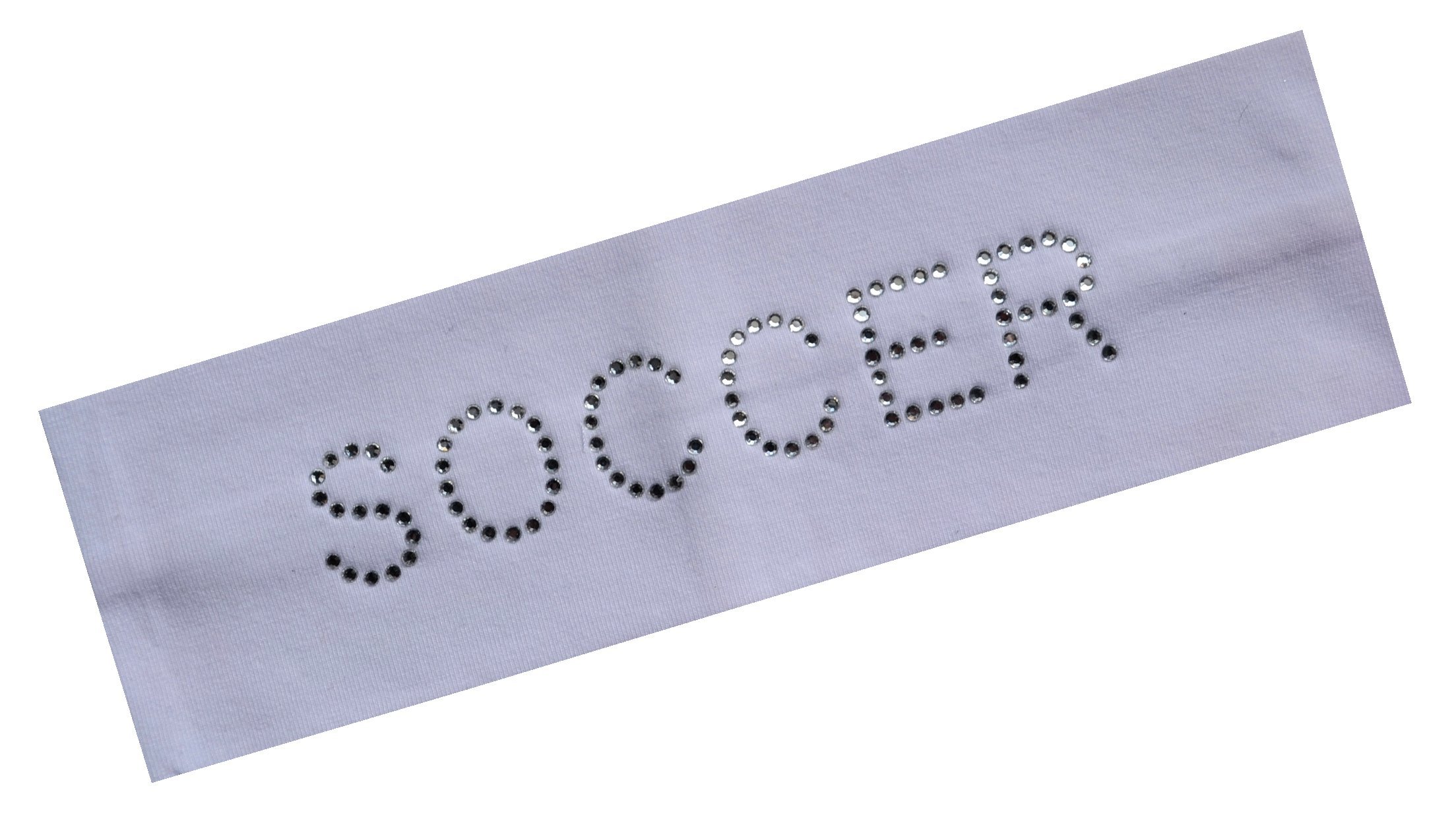 SOCCER RHINESTONE Cotton Stretch Headband for Women, Girls & Teens - Sparkly Soccer Team Gifts for Players & Fans - Perfect for Games, Practice & School Spirit Days