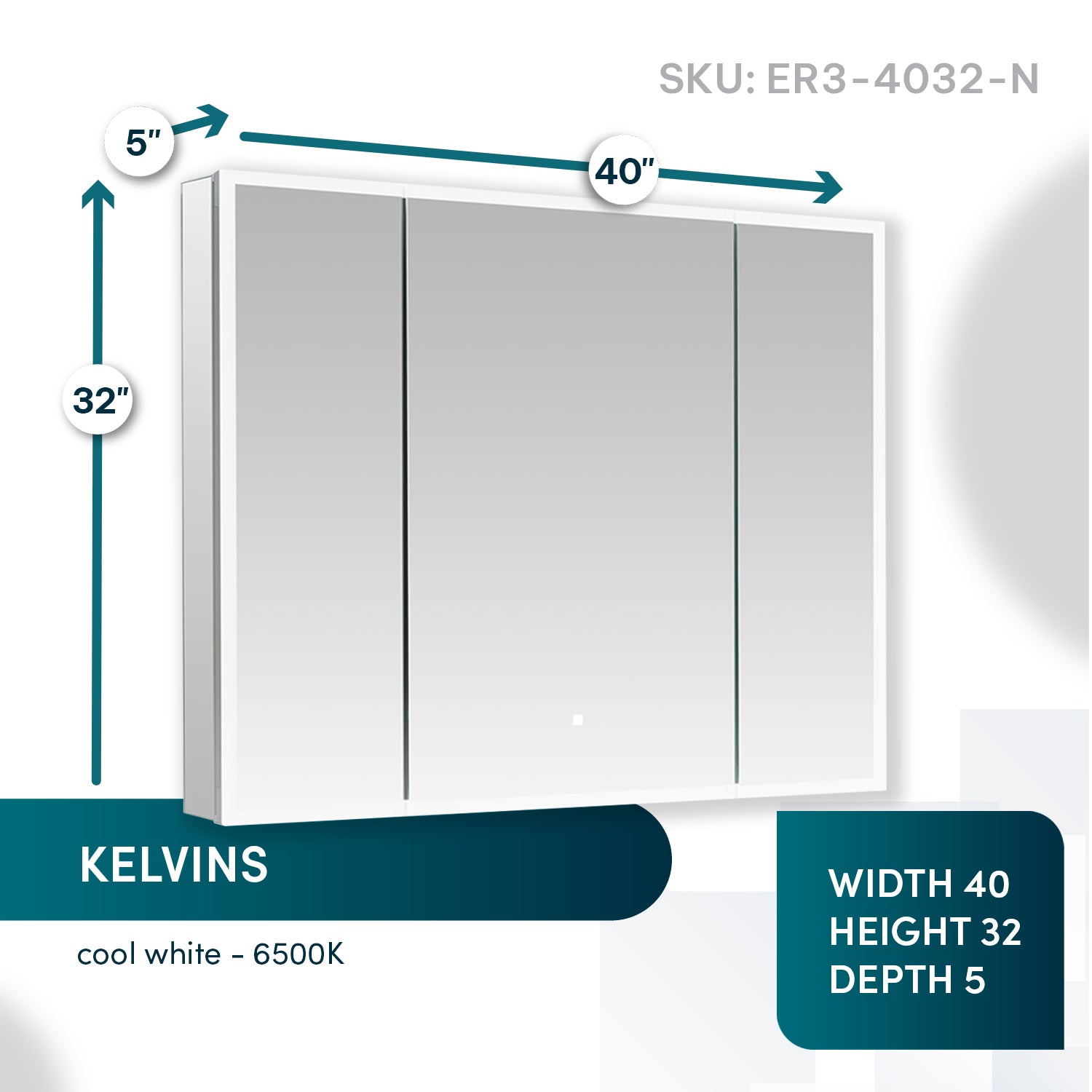 Aquadom Edge Royale 40x32 Inch LED Lighted Triple Door Bathroom Medicine Cabinet - Perfect for Modern Homes, Spas & Luxury Vanities
