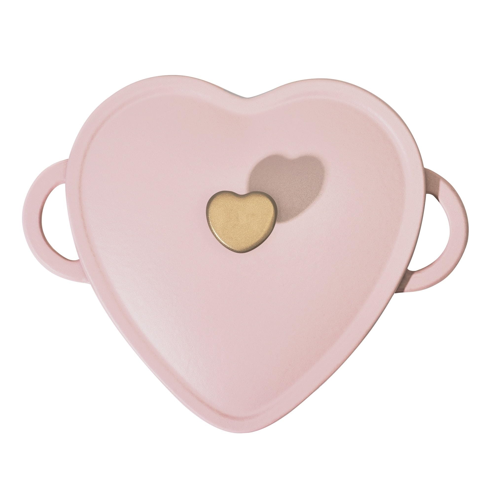 2-Quart Pink Champagne Cast Iron Dutch Oven with Lid - Romantic Heart Design - Perfect for Baking, Stewing & Serving - Valentine's Gift, Anniversary Present & Kitchen Essential