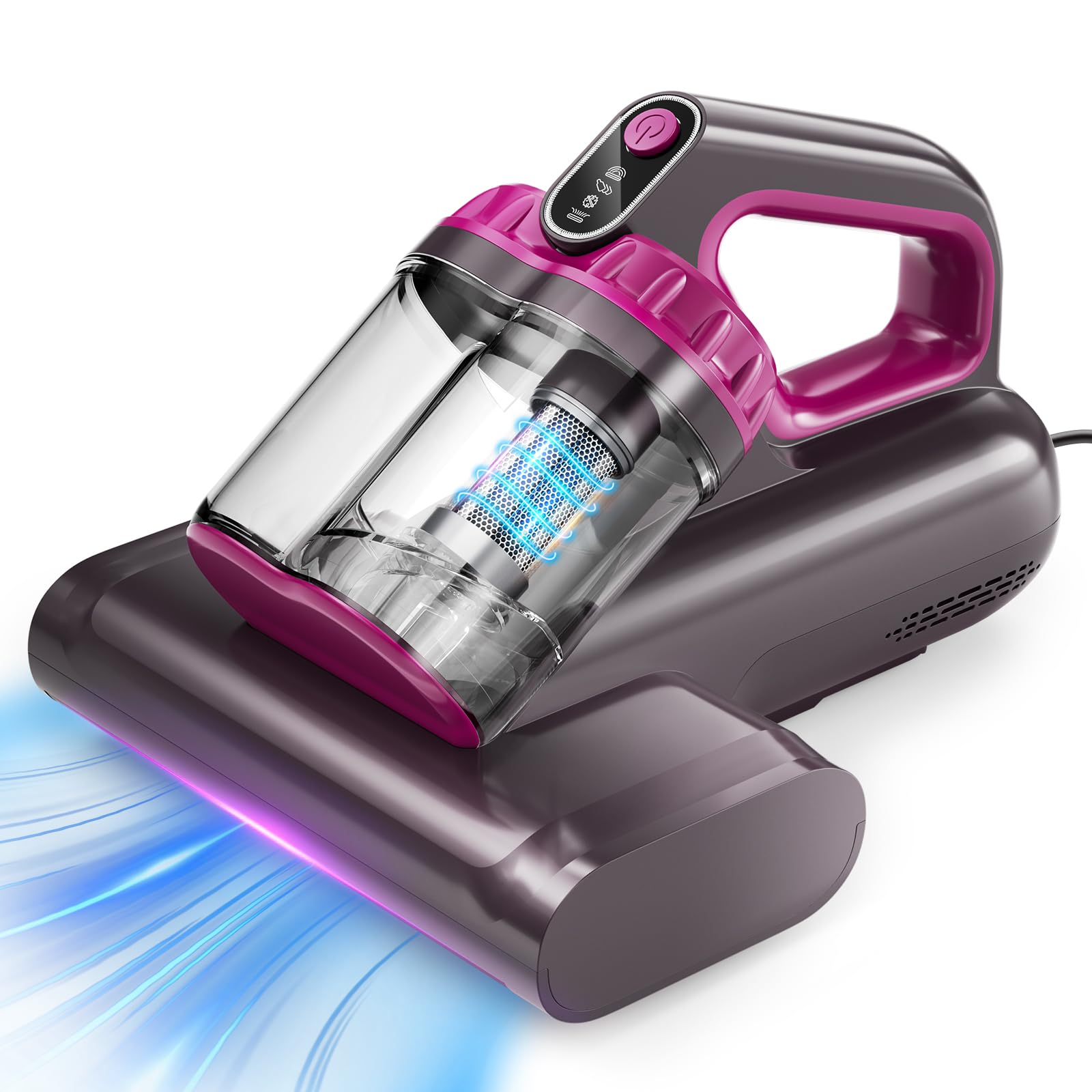 17KPa 650W Mattress Vacuum Cleaner with 273nm UV-C Light & 145°F Ultrasonic Heating - 80,000 RPM Brushroll, Wide Suction for Pillows, Cribs, Sofa (Black, Corded) - Perfect for Allergy Relief & Deep Cleaning Beds, Furniture & Baby Items