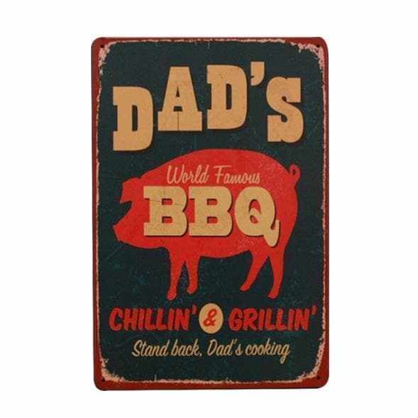 Dad's World Famous BBQ Metal Wall Art - Unique BBQ Gift for Men, Father's Day, Grilling Enthusiasts - Perfect for Outdoor Kitchen Decor & Backyard BBQ Party