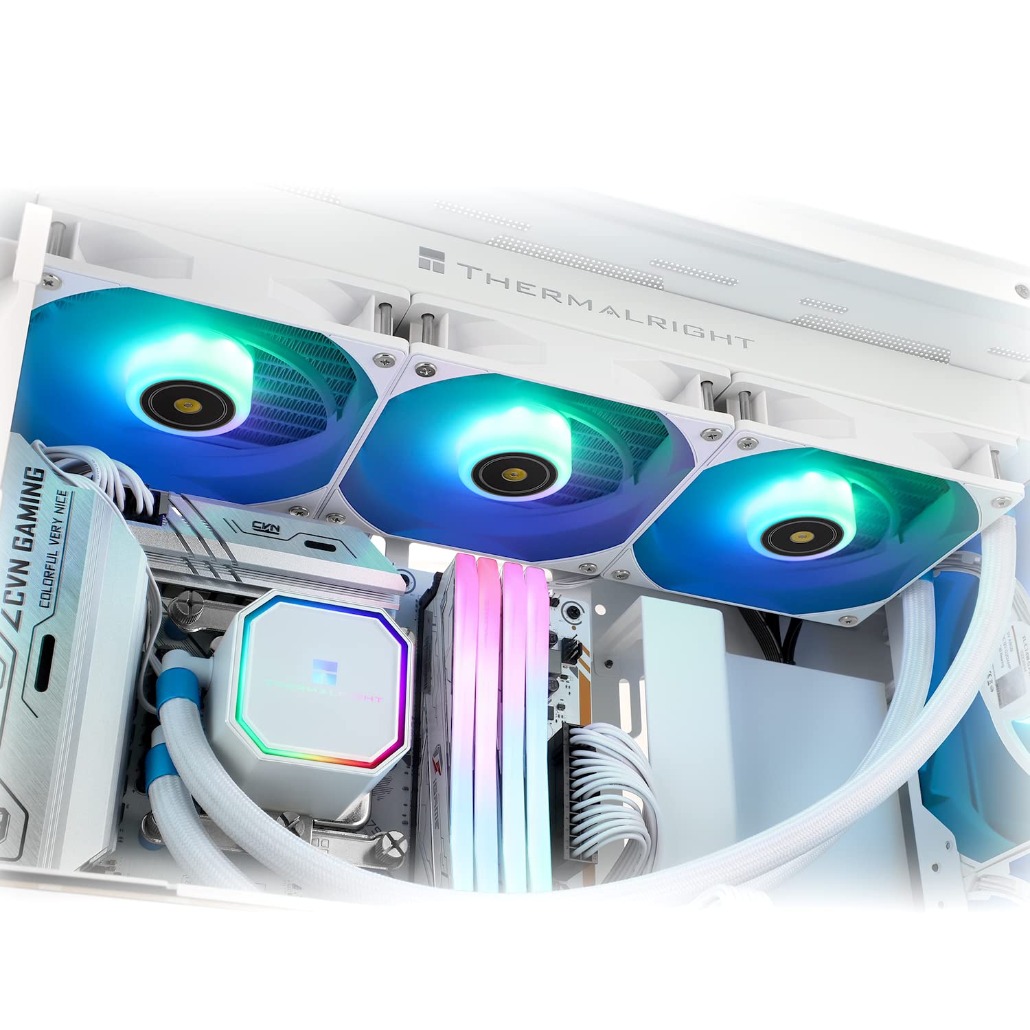 Thermalright Frozen Prism360 White ARGB CPU Liquid Cooler - High Performance PWM Pump (3300RPM) with 3x TL-E12 PWM Fans - Compatible with AMD AM4/AM5 & Intel 1150/1156/1200/1366/1700/20XX - Perfect for Gaming PCs, Workstations, and Overclocking Rigs