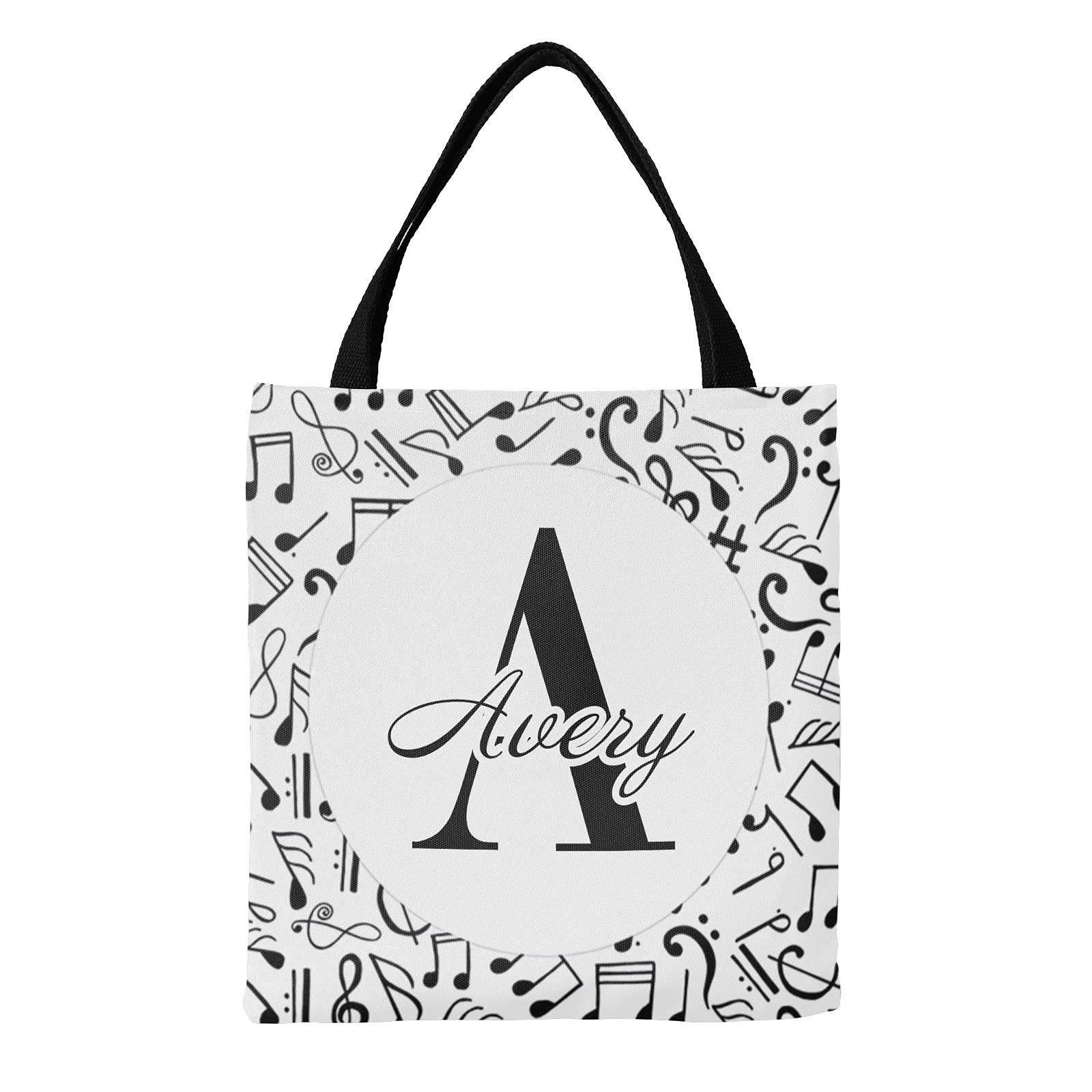 Personalized Cat Music Lovers Canvas Tote Bag - Eco-Friendly Reusable Shopping Bag for Women, School, Travel & Work - Cute Gift Idea for Cat Owners & Music Fans