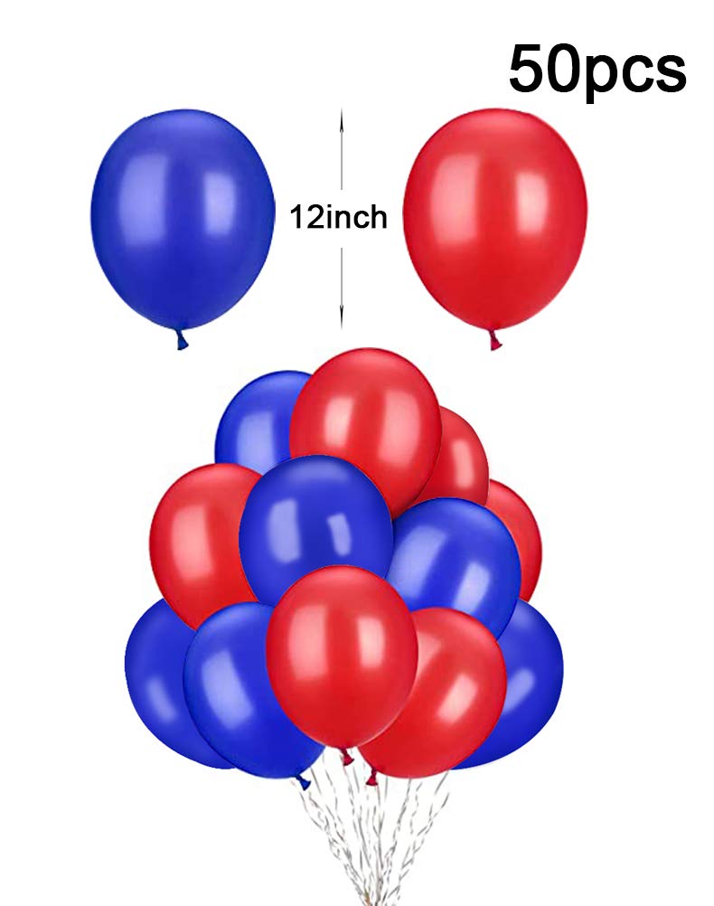 100pcs 12 Inch Blue & Red Latex Balloons - Patriotic Party Decorations for 4th of July, Memorial Day, Labor Day, USA Flag Day Celebrations - Perfect for Independence Day Parties, Backyard BBQs, and Patriotic Events