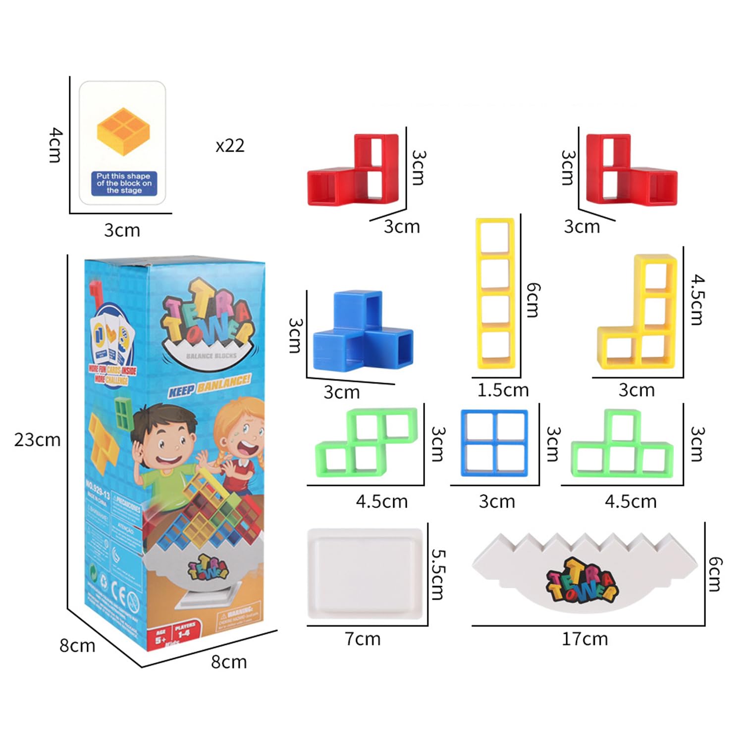 LANLV 48 Pcs Tetra Tower Stacking Blocks - Fun Balance Game for Kids & Adults, Building Blocks Toy for Family Game Night, Team Building Activities & Stress Relief