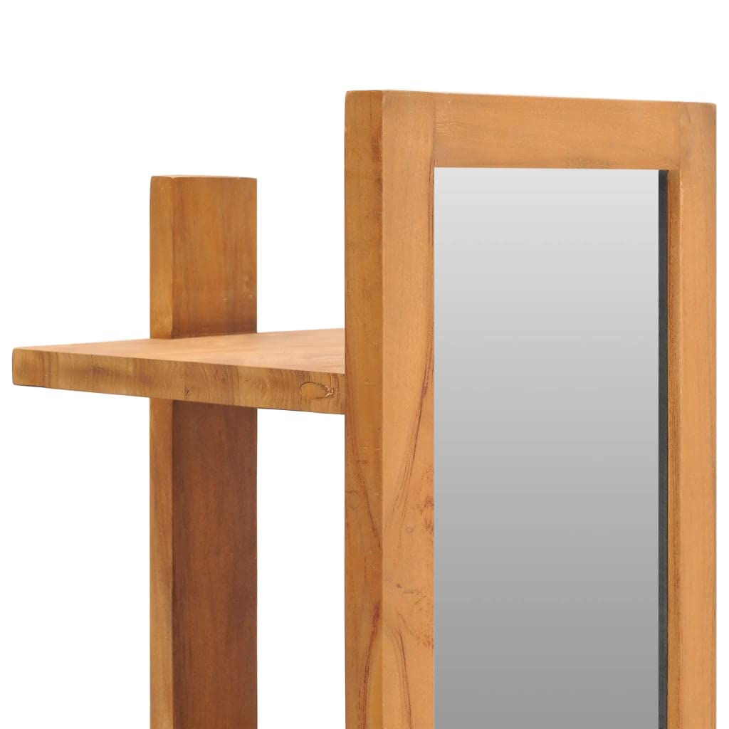 Teak Wood Vanity Mirror with Shelves - Bathroom & Bedroom Decor for Home