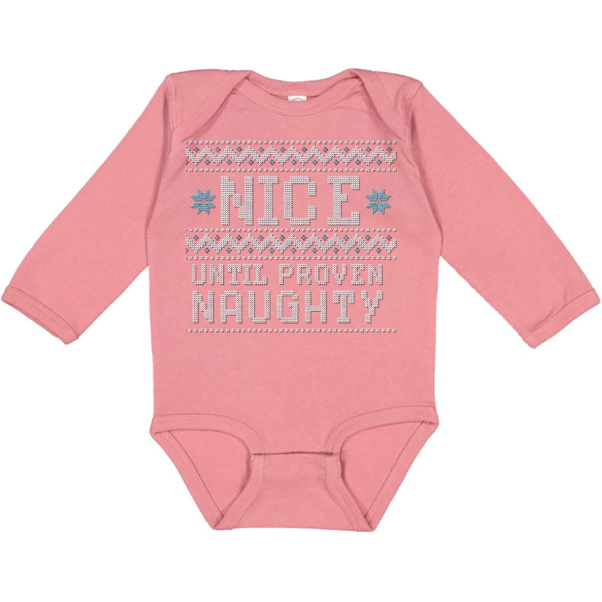 Inktastic Ugly Christmas Sweater - Nice Until Proven Naughty Funny Holiday Long Sleeve Shirt for Women & Men | Perfect for Ugly Sweater Parties, Christmas Gifts & Festive Family Gatherings