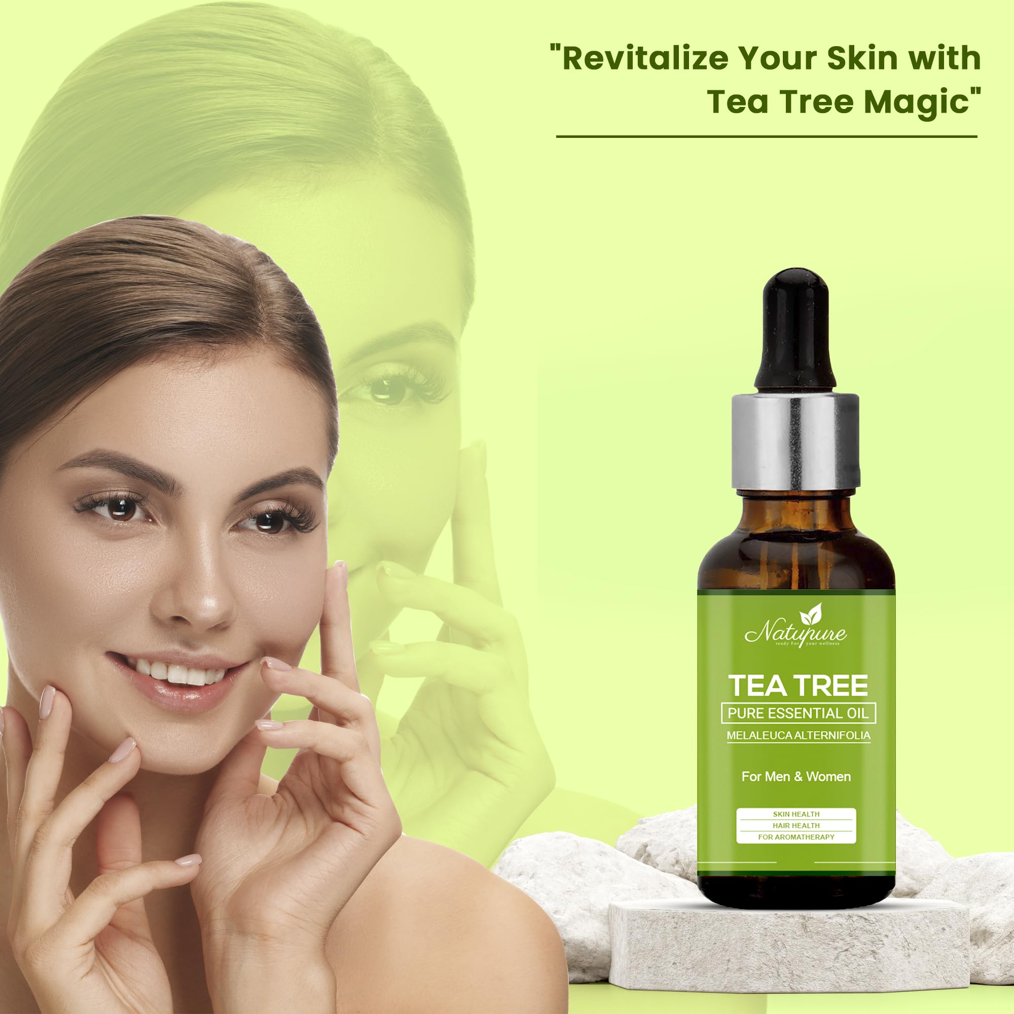 Natupure 100% Pure Tea Tree Essential Oil for Skin, Hair & Acne Treatment - 30ml Natural Antiseptic for Face, Scalp & Body Care - Perfect for DIY Beauty, Aromatherapy & Home Remedies