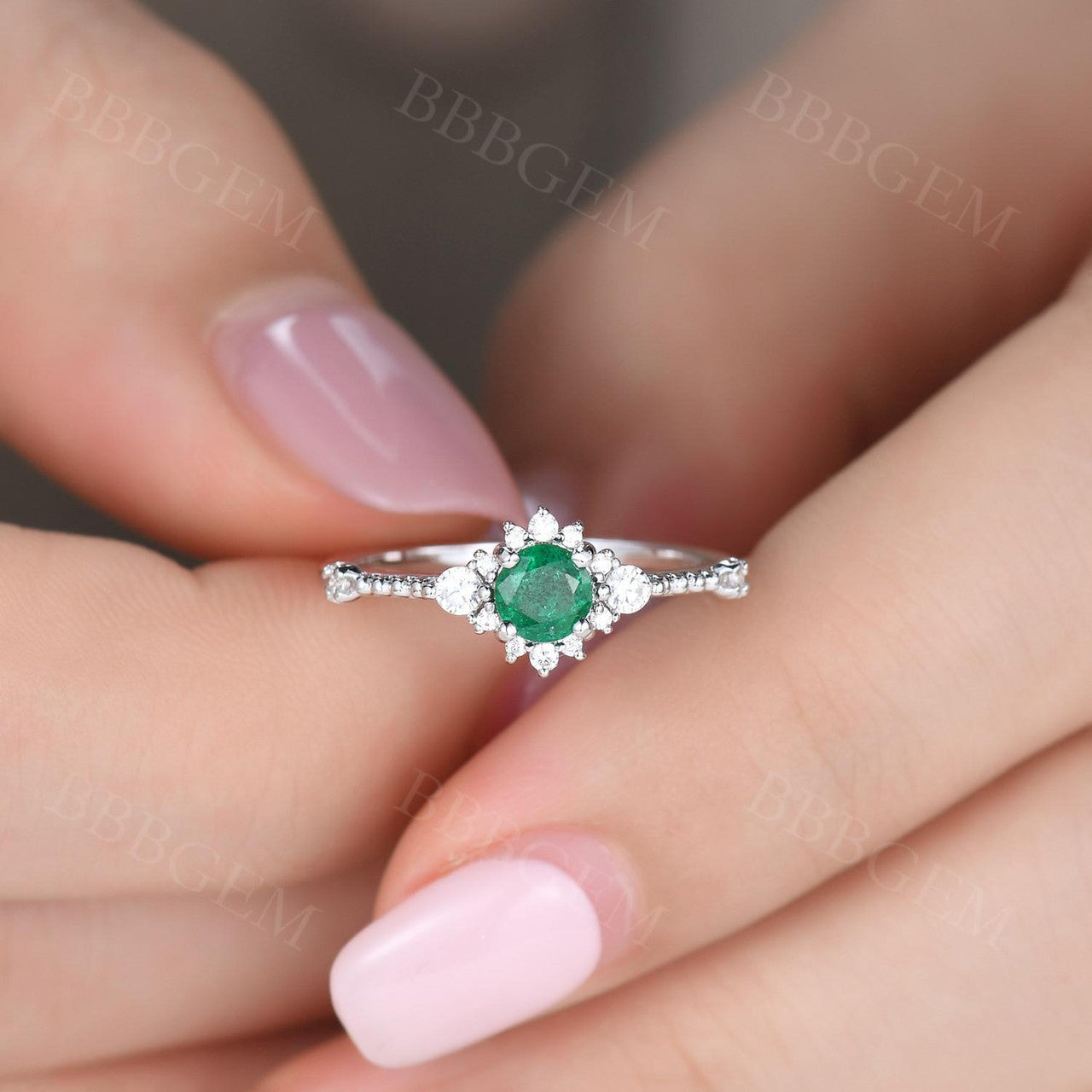 Minimalist Natural Emerald Engagement Ring - 5mm Round Zambian May Birthstone for Women | Perfect for Proposals, Anniversaries & Everyday Elegance