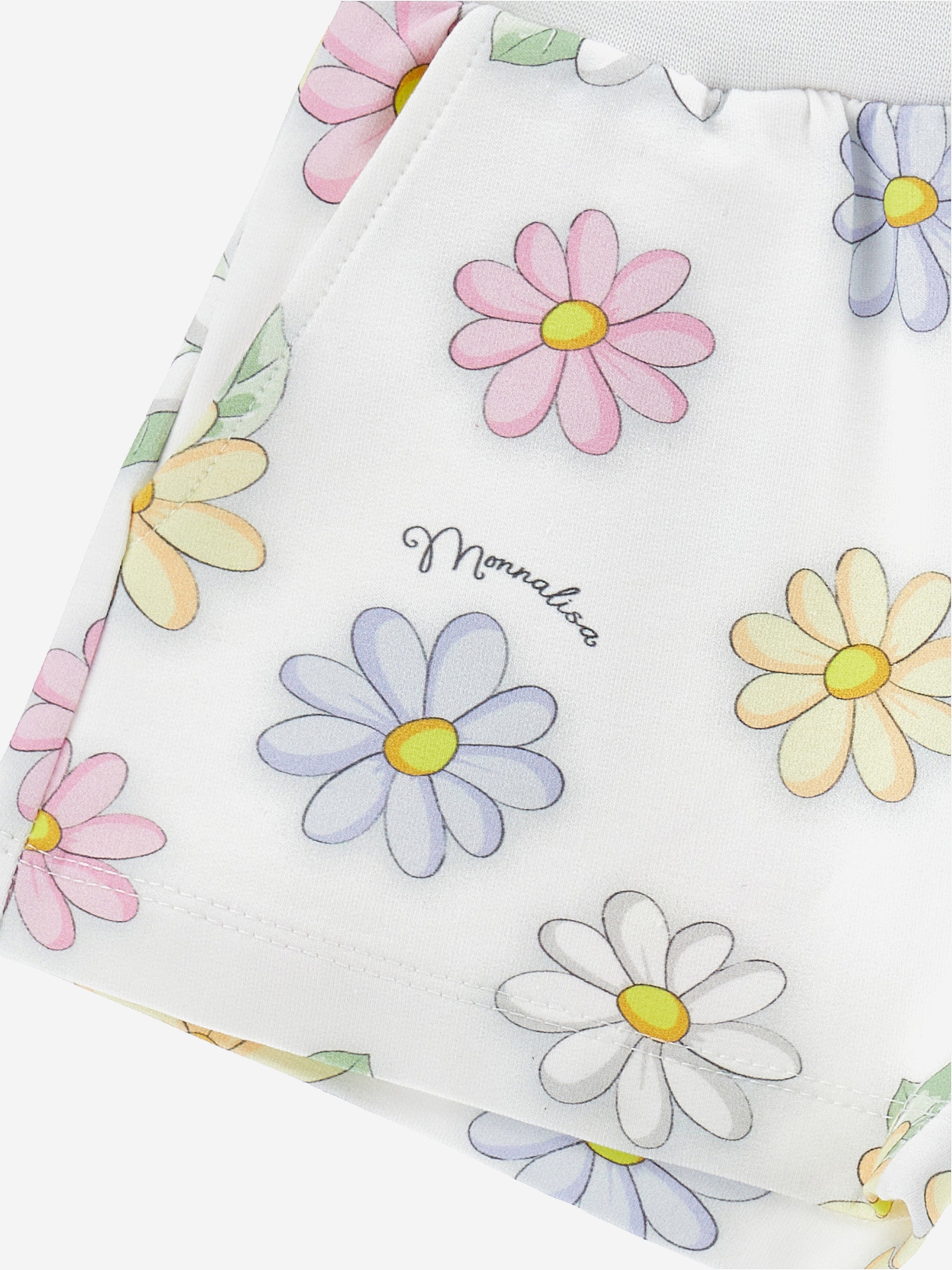 Baby Girls Daisy Print Shorts in White - Cute Floral Summer Shorts for Toddlers - Perfect for Playtime, Beach & Outdoor Activities