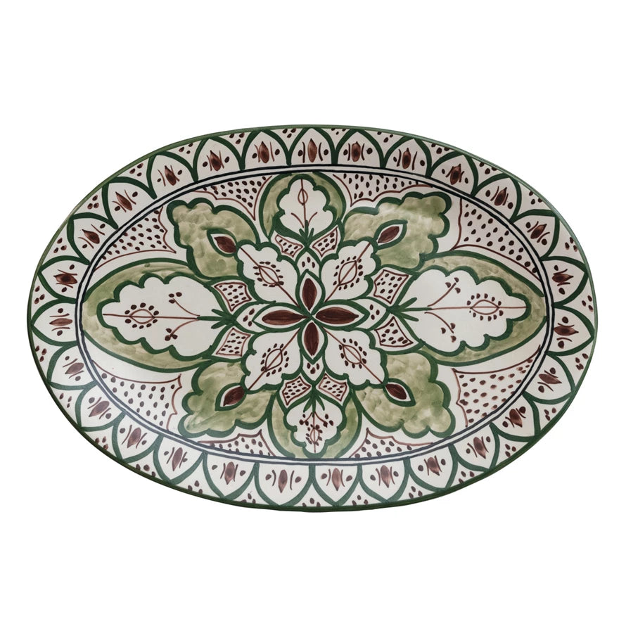 Sunset Villa Stoneware Platter - Handcrafted Ceramic Serving Dish for Entertaining, Dinner Parties & Holiday Gatherings | Elegant Appetizer & Cheese Board for Home Decor & Gift Giving